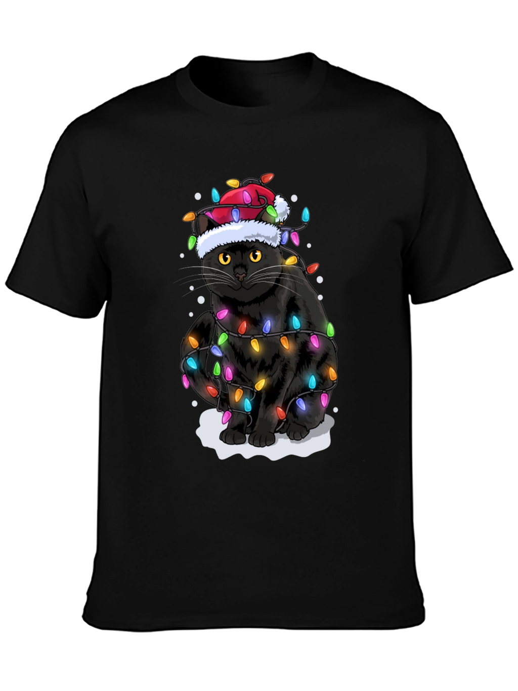 Christmas Cat Holiday Lights Graphic Tee