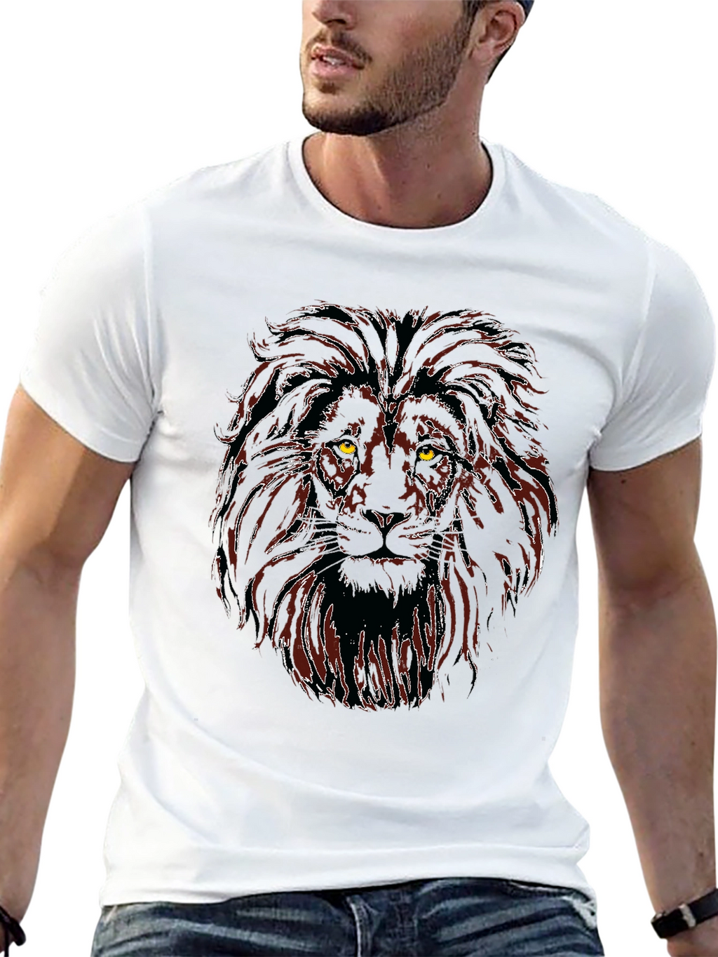 Lion Graphic Black T-Shirt for Men