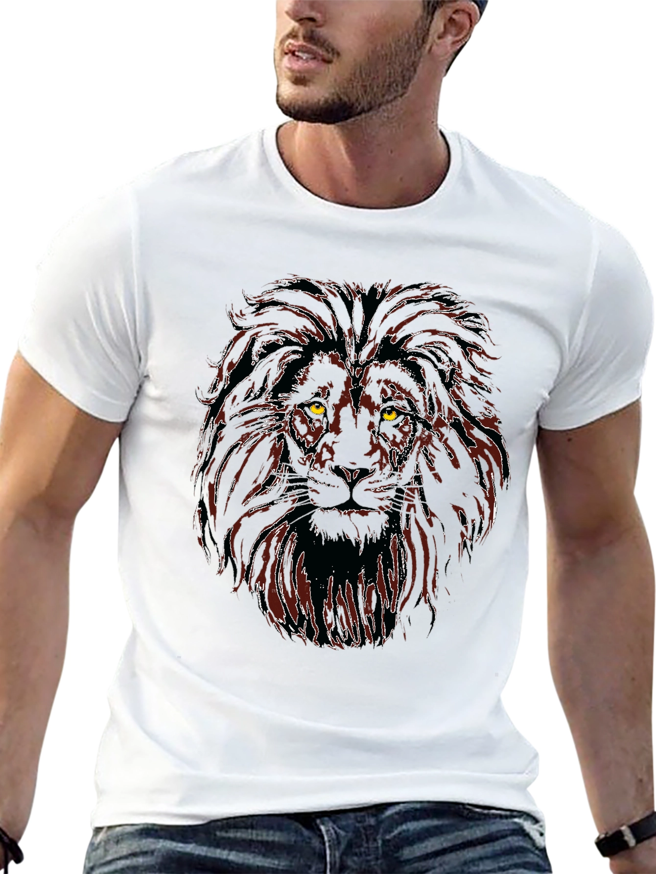 Lion Graphic Black T-Shirt for Men