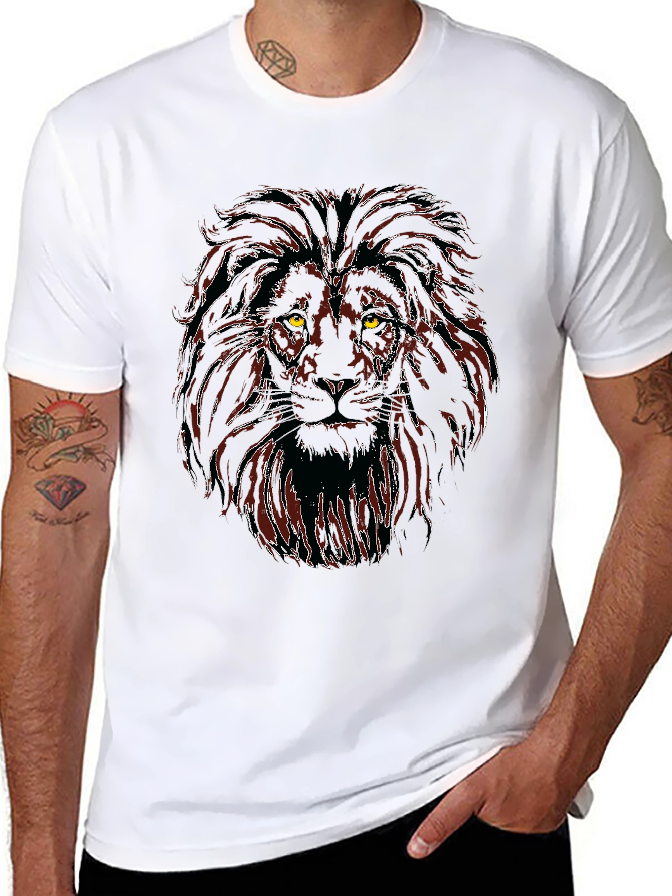 Lion Graphic Black T-Shirt for Men