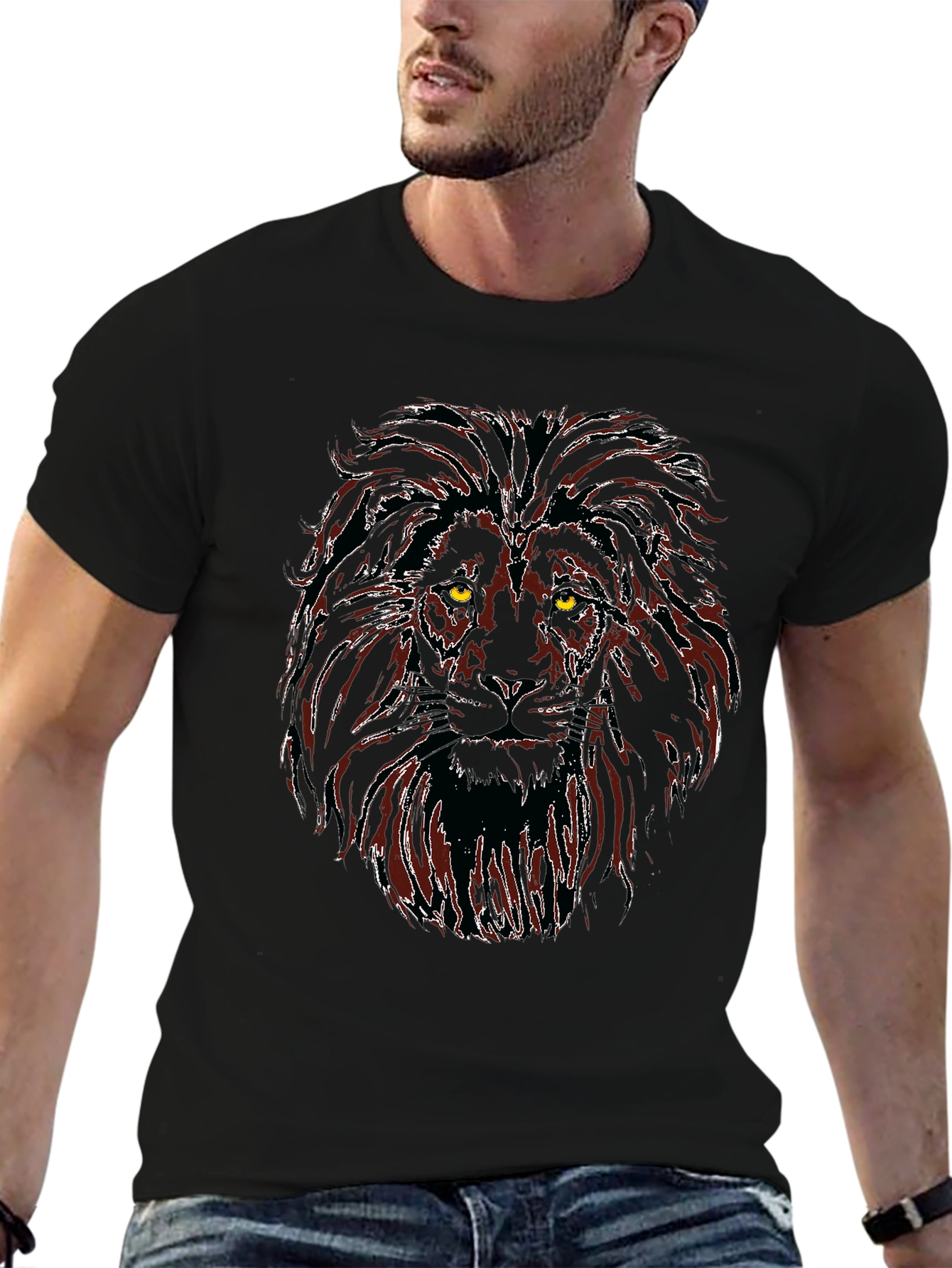 Lion Graphic Black T-Shirt for Men