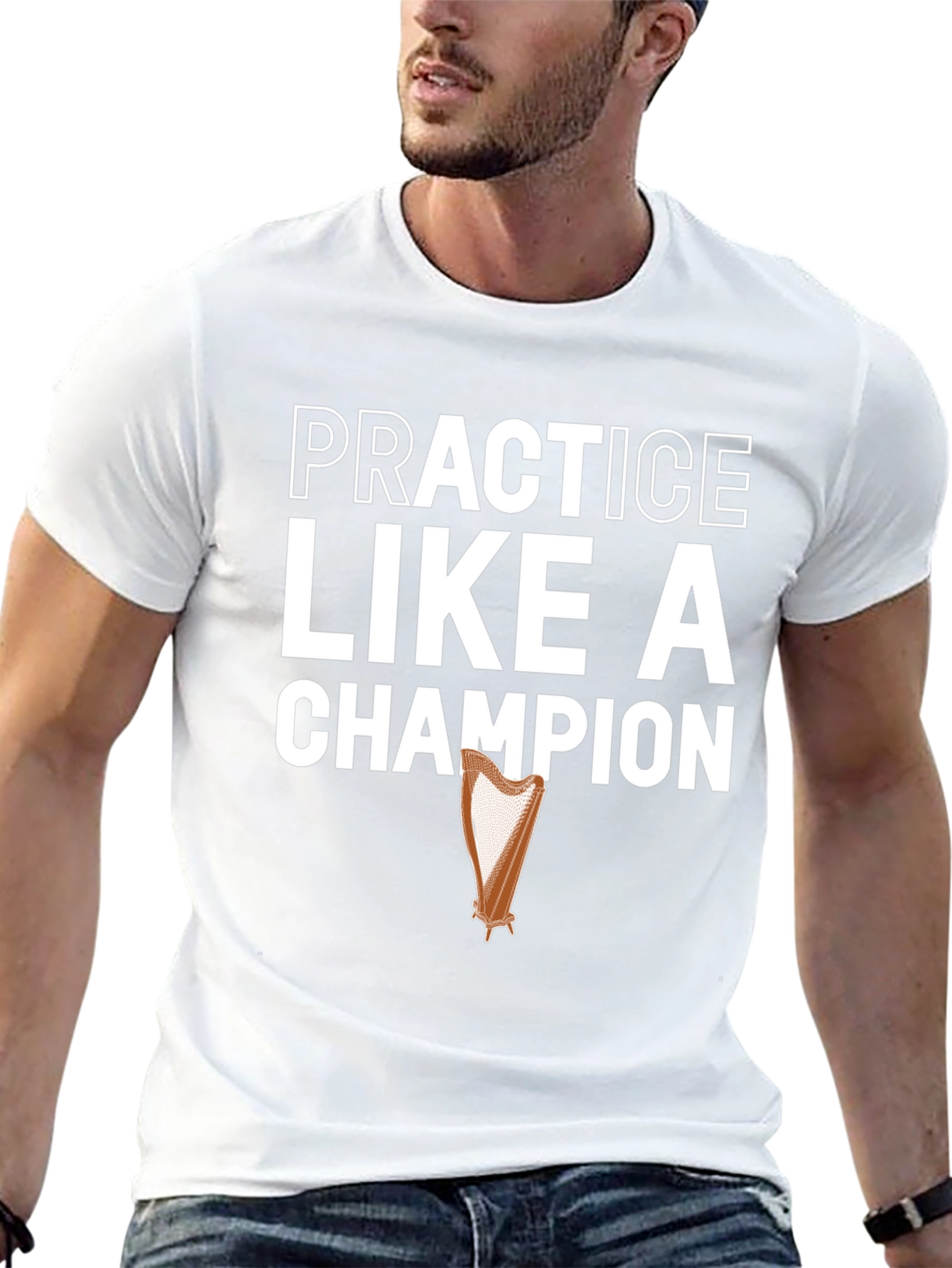 Practice Like a Champion Harp Graphic T-Shirt