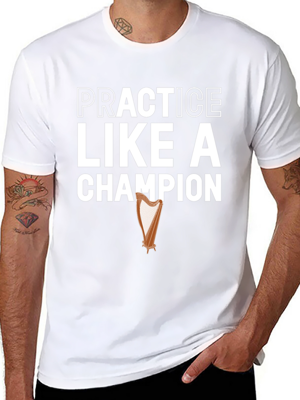 Practice Like a Champion Harp Graphic T-Shirt