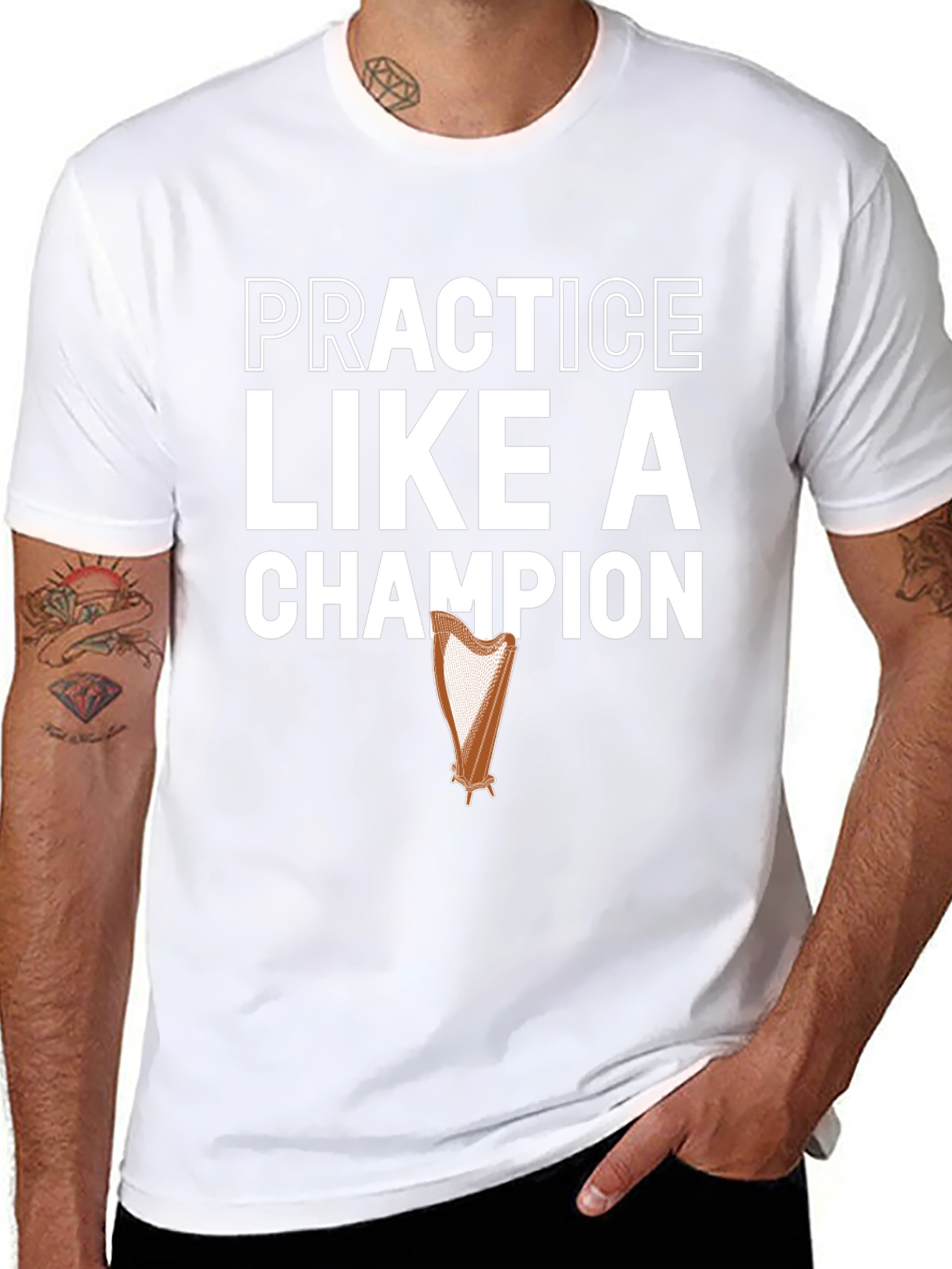 Practice Like a Champion Harp Graphic T-Shirt