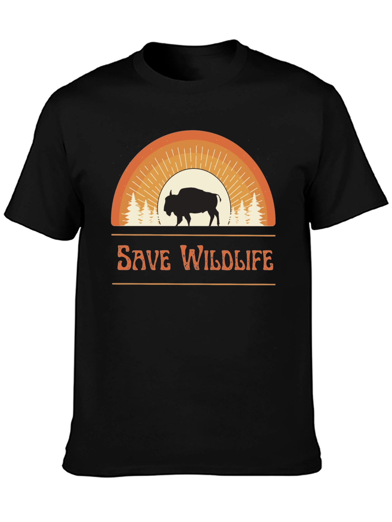 Save Wildlife Graphic Tee - Bison Sunset Design