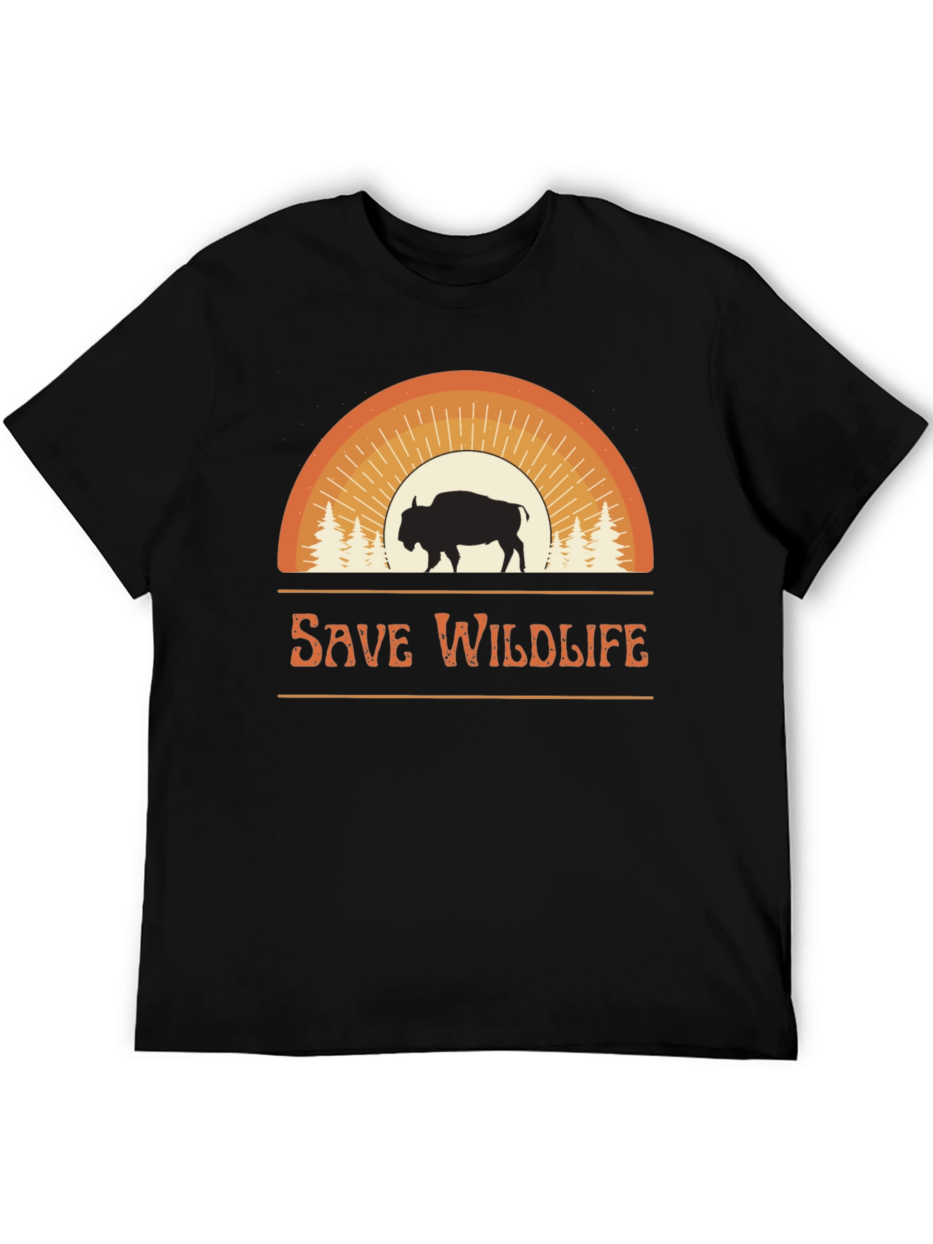 Save Wildlife Graphic Tee - Bison Sunset Design