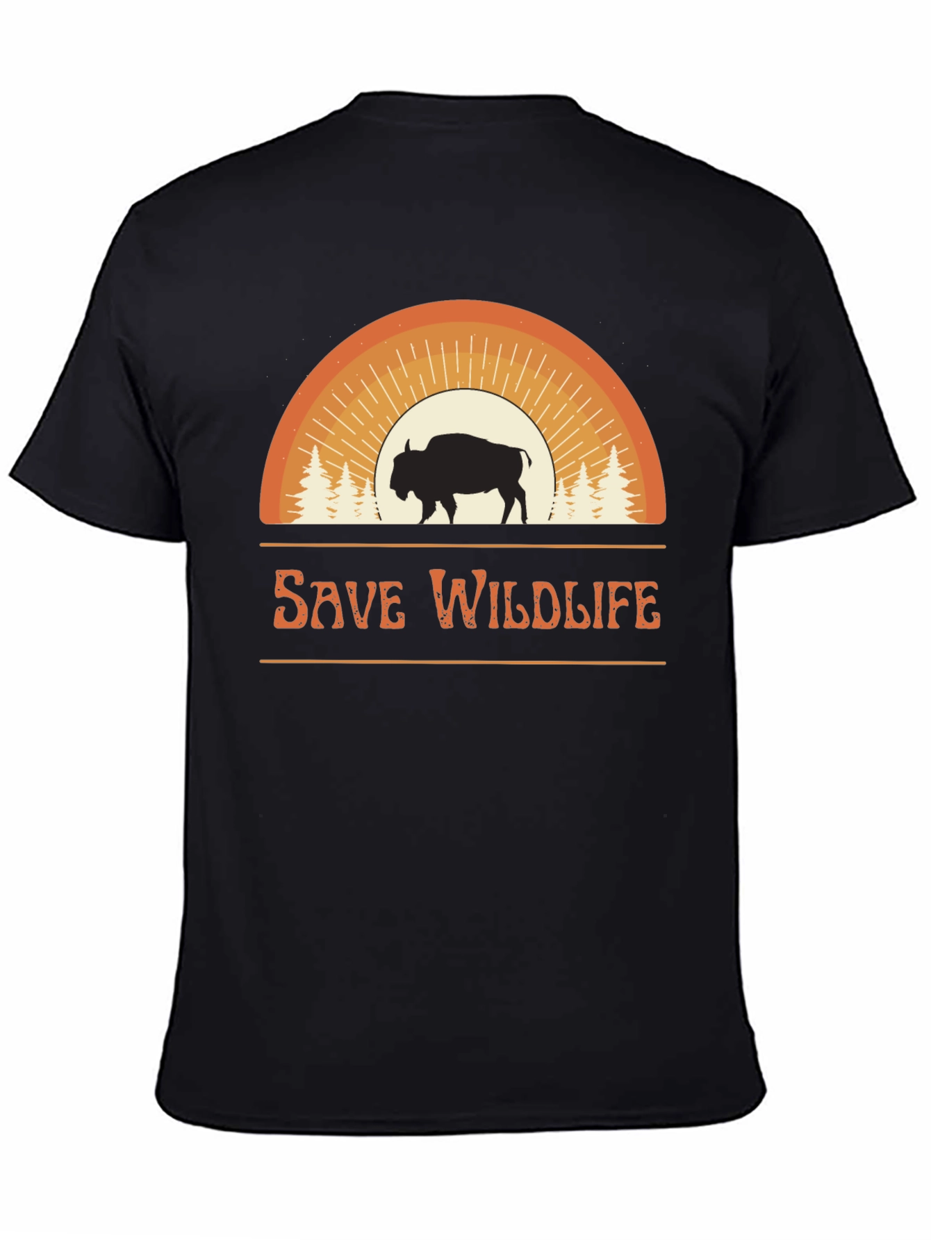 Save Wildlife Graphic Tee - Bison Sunset Design