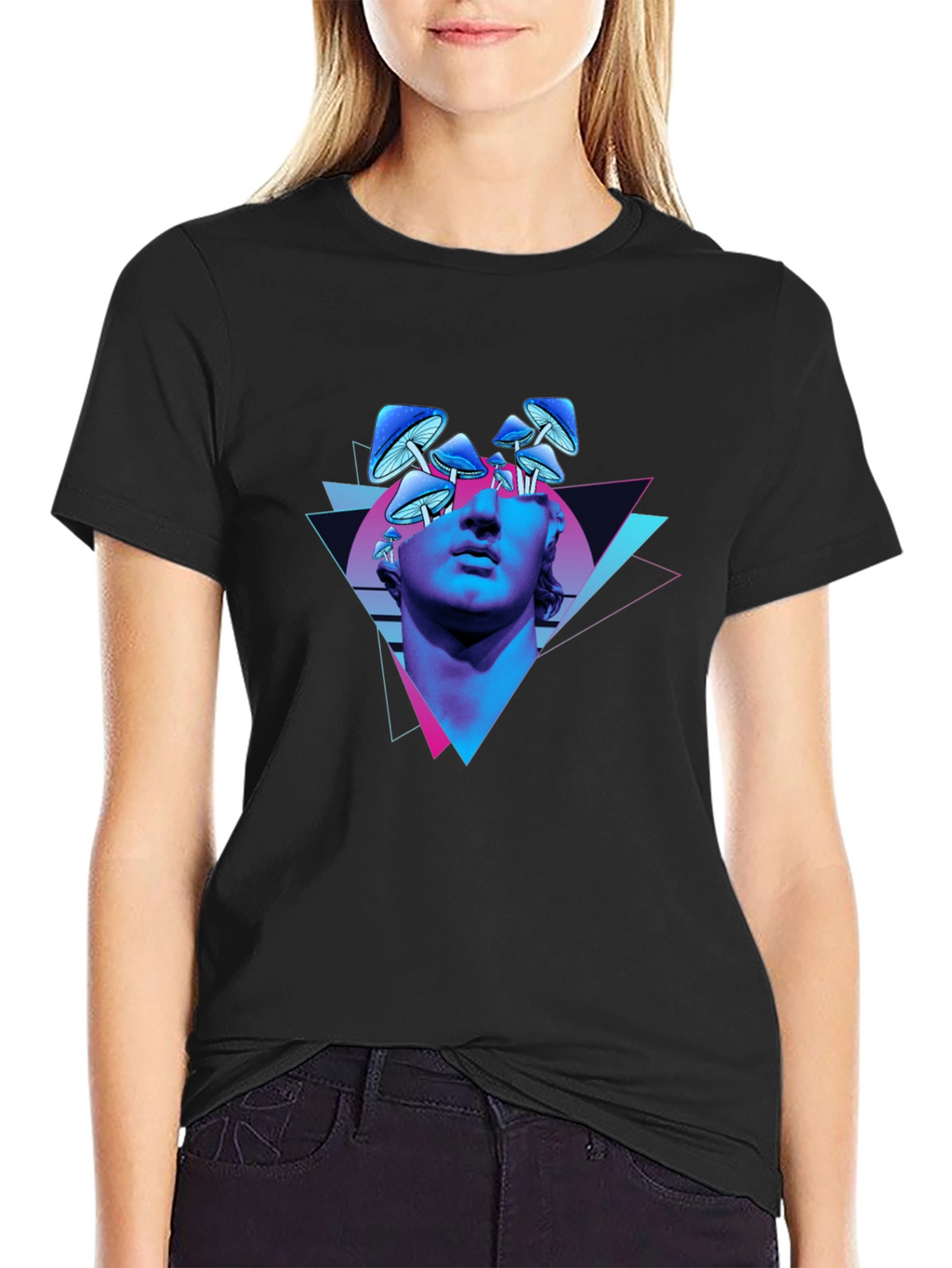 Psychedelic Mushroom Statue Graphic Tee
