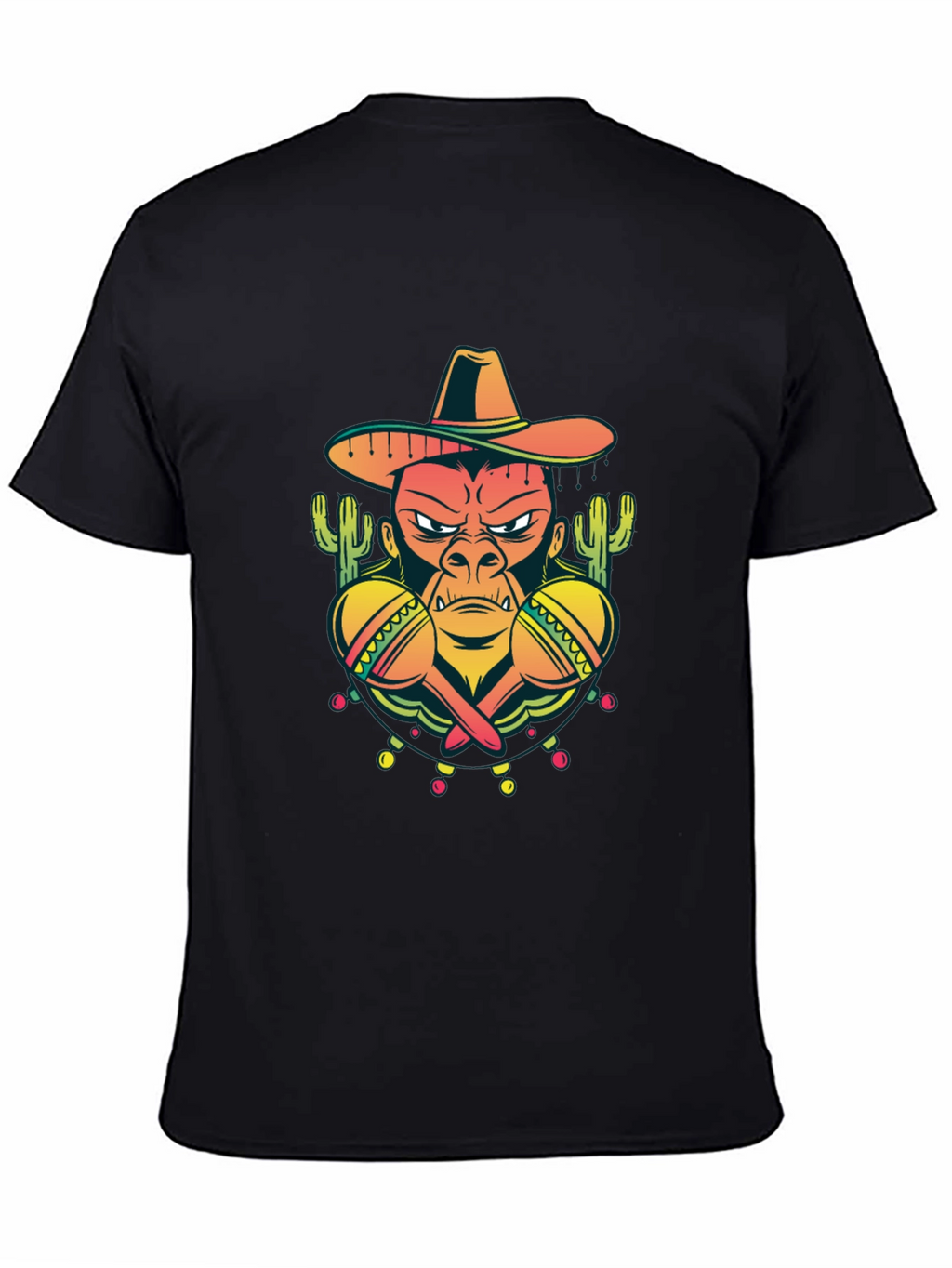 Mexican Gorilla Graphic T-Shirt - Black