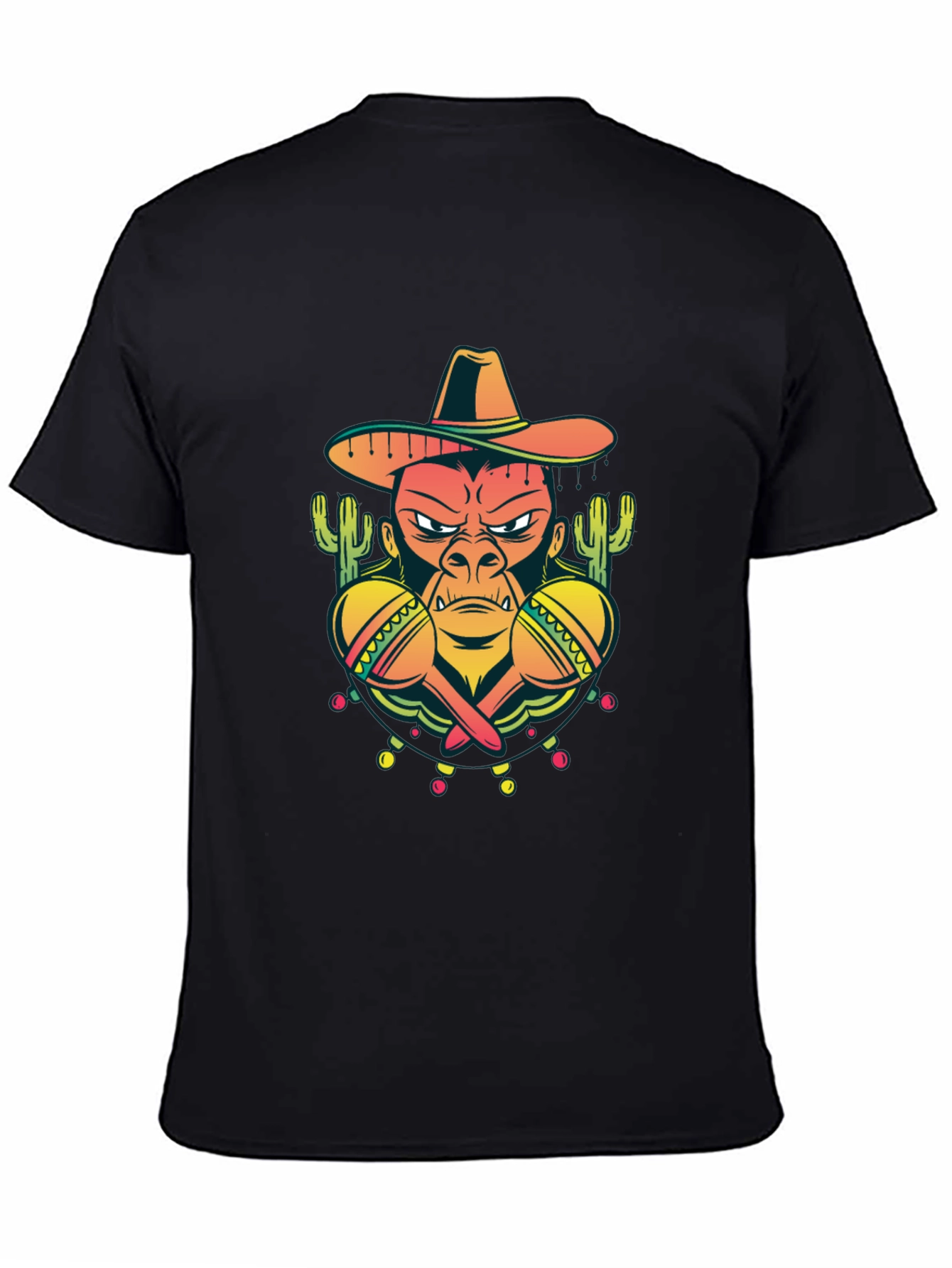 Mexican Gorilla Graphic T-Shirt - Black