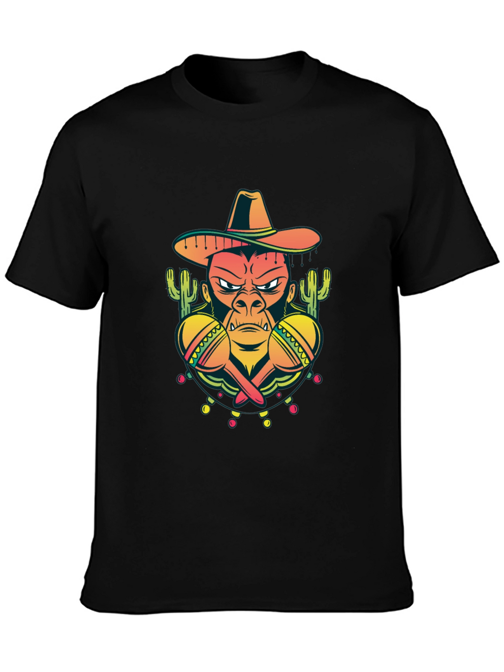 Mexican Gorilla Graphic T-Shirt - Black