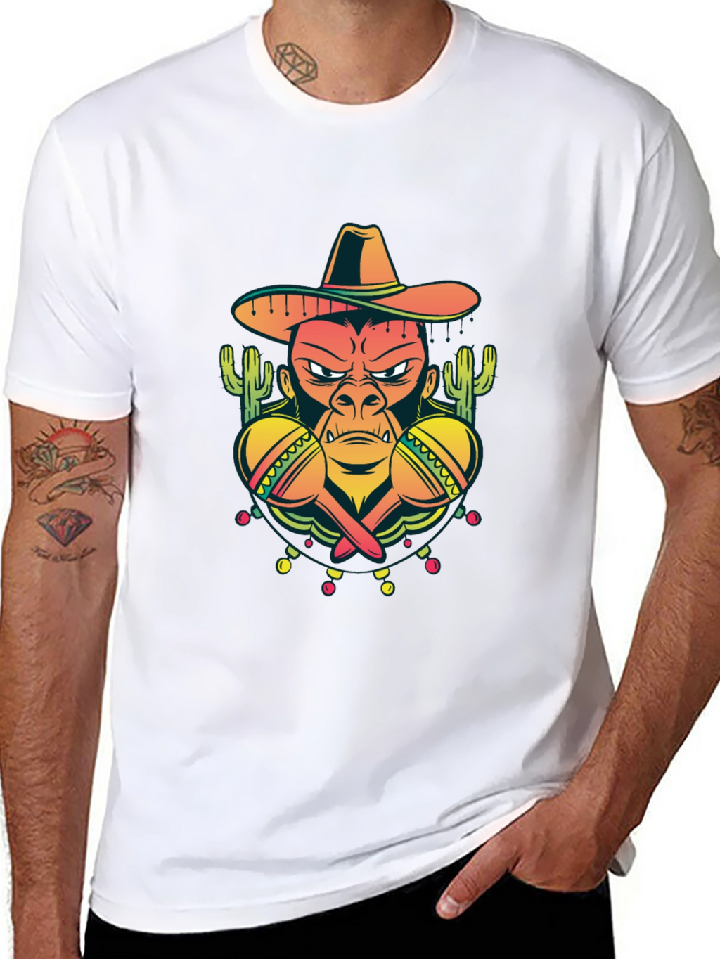 Mexican Gorilla Graphic T-Shirt - Black