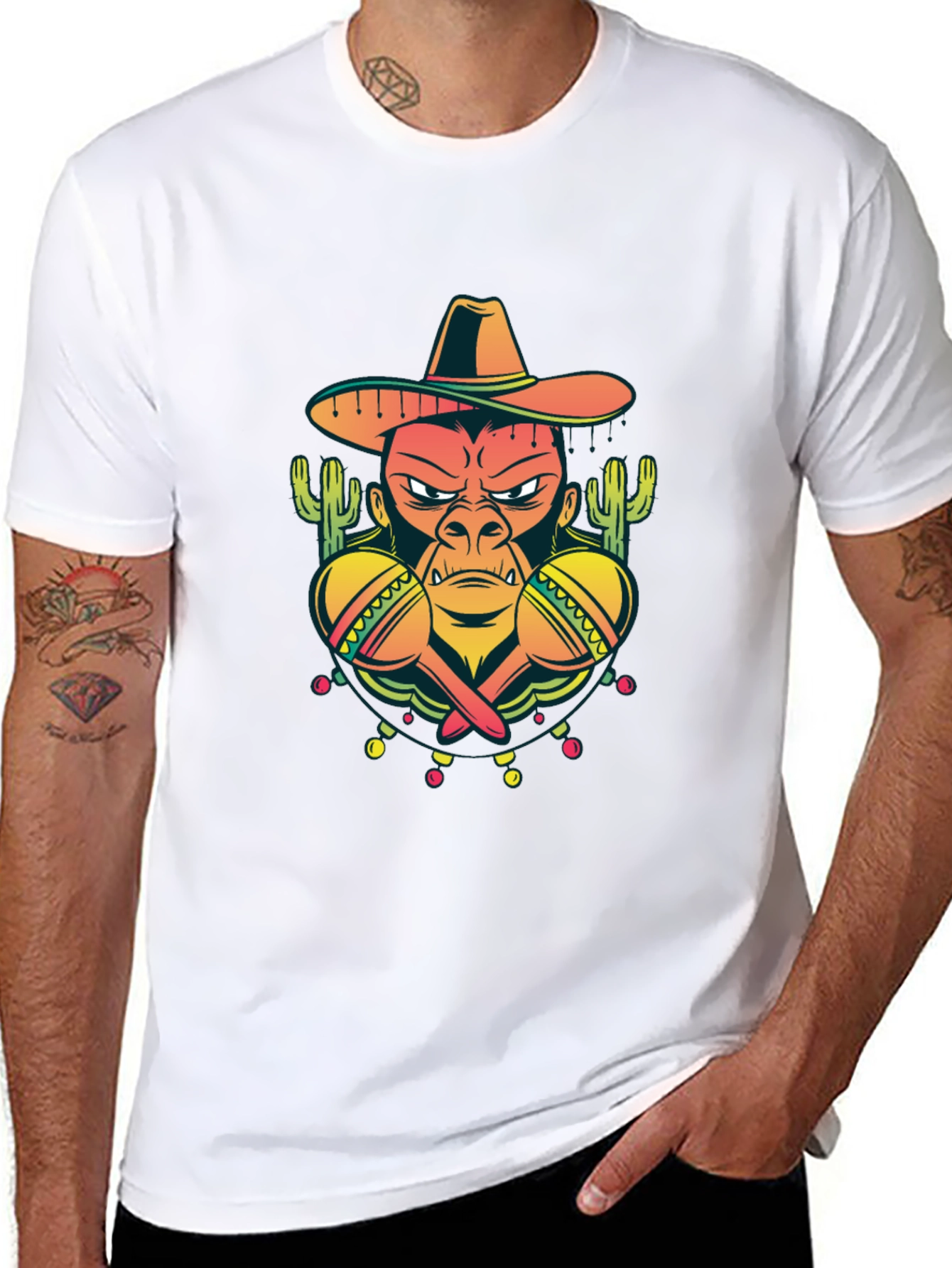 Mexican Gorilla Graphic T-Shirt - Black