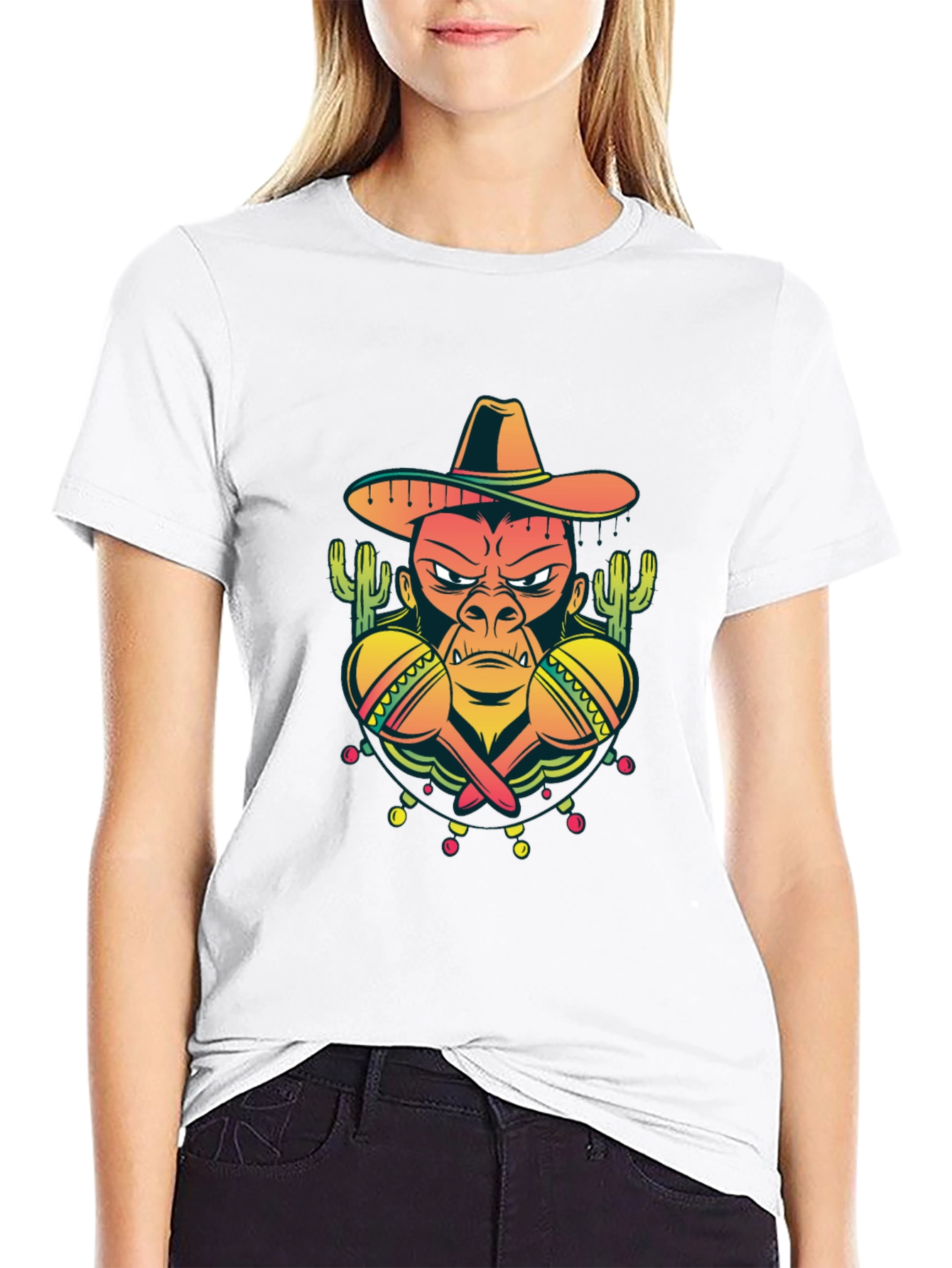 Mexican Gorilla Graphic T-Shirt - Black