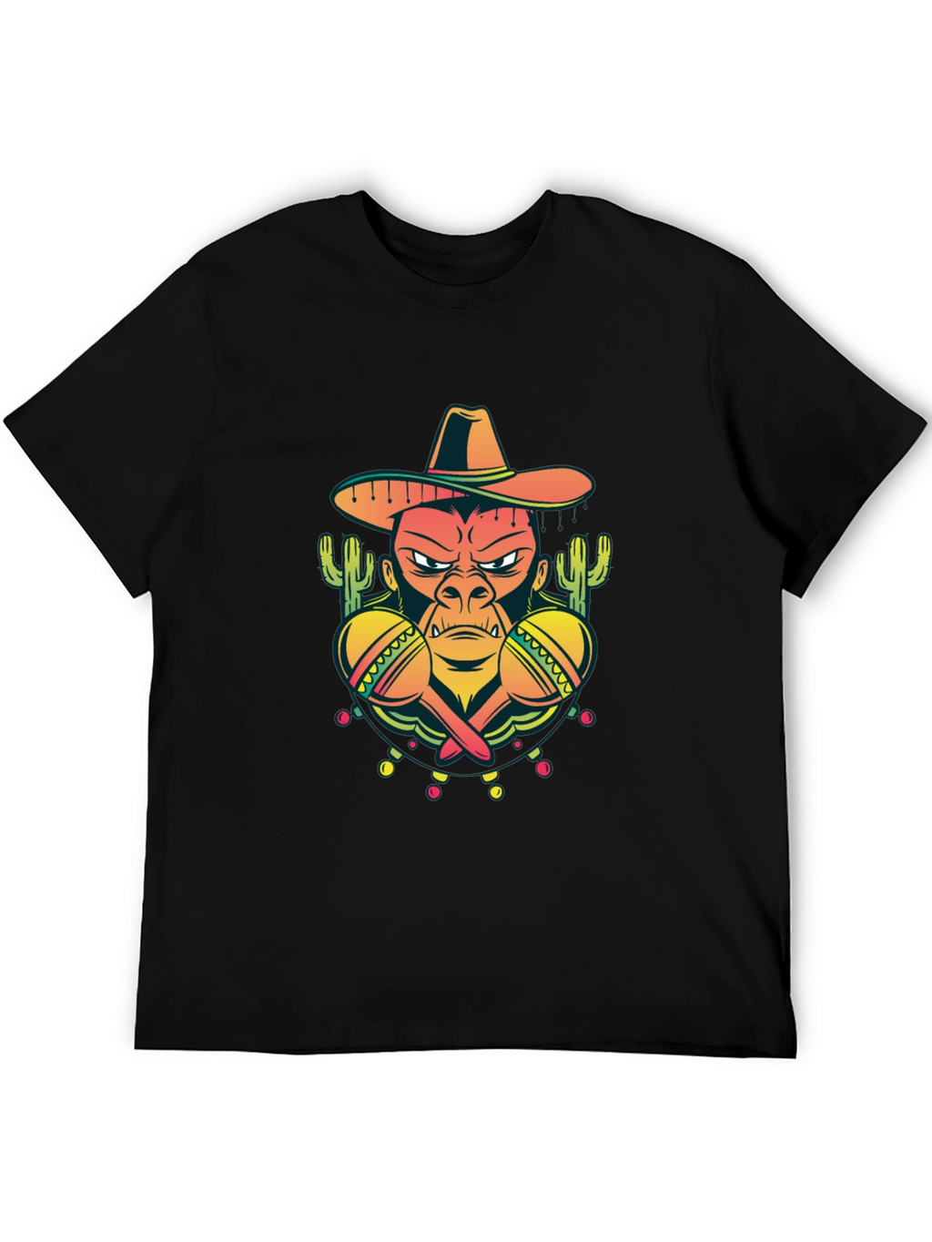 Mexican Gorilla Graphic T-Shirt - Black