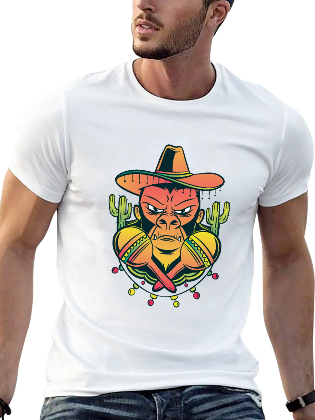 Mexican Gorilla Graphic T-Shirt - Black