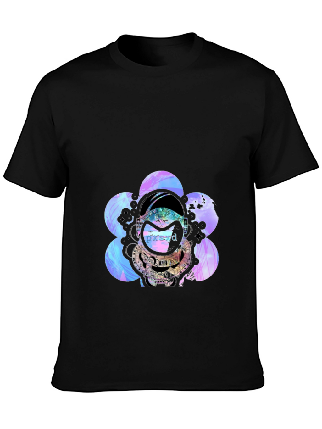 Astronaut Floral Graphic Black T-Shirt