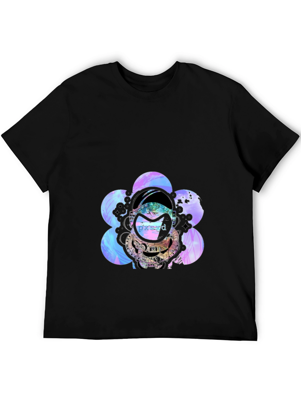 Astronaut Floral Graphic Black T-Shirt
