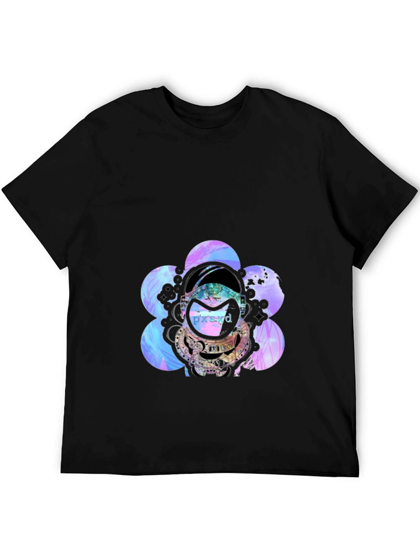 Astronaut Floral Graphic Black T-Shirt