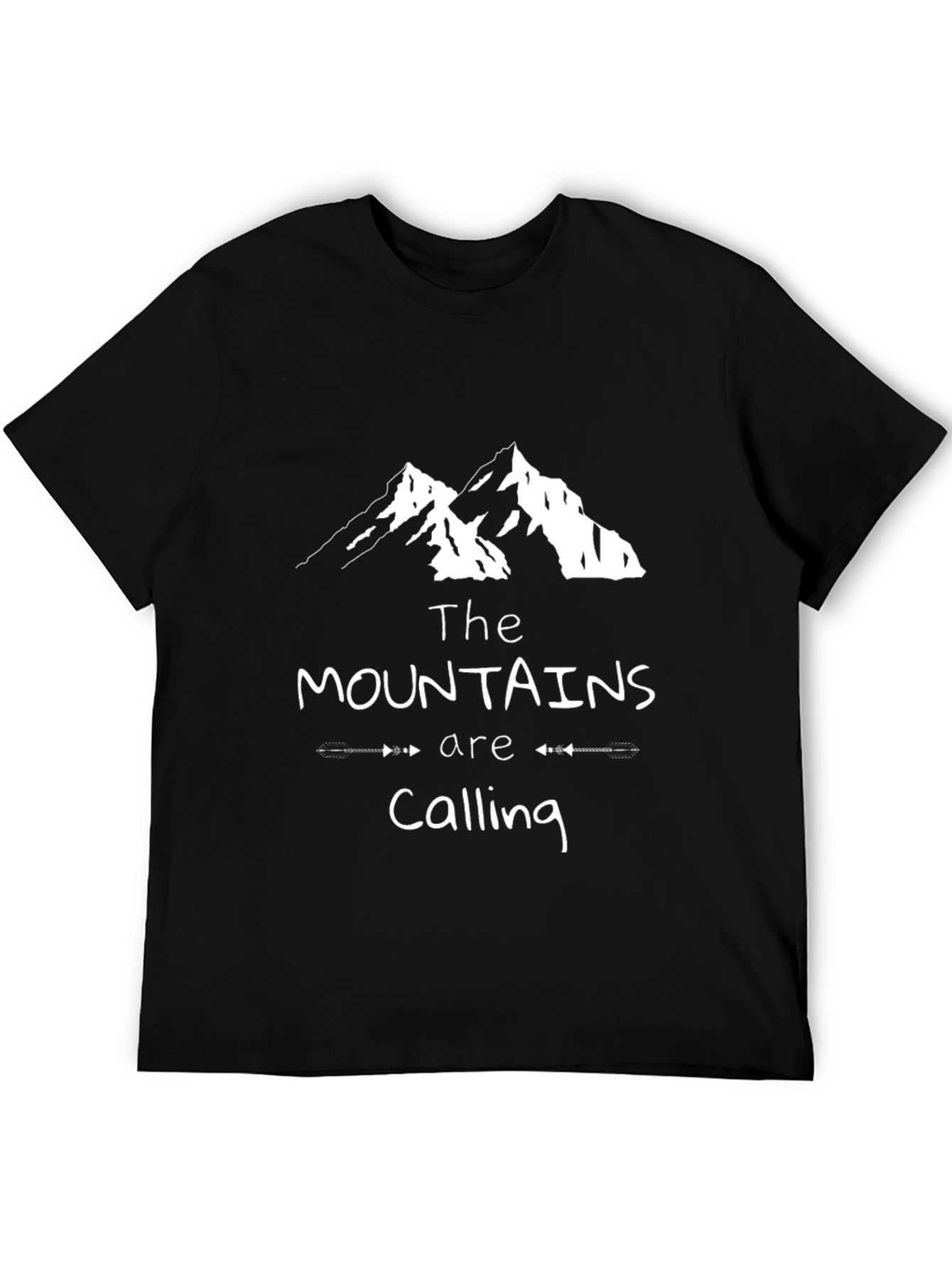 Mountains Are Calling Black Graphic Tee