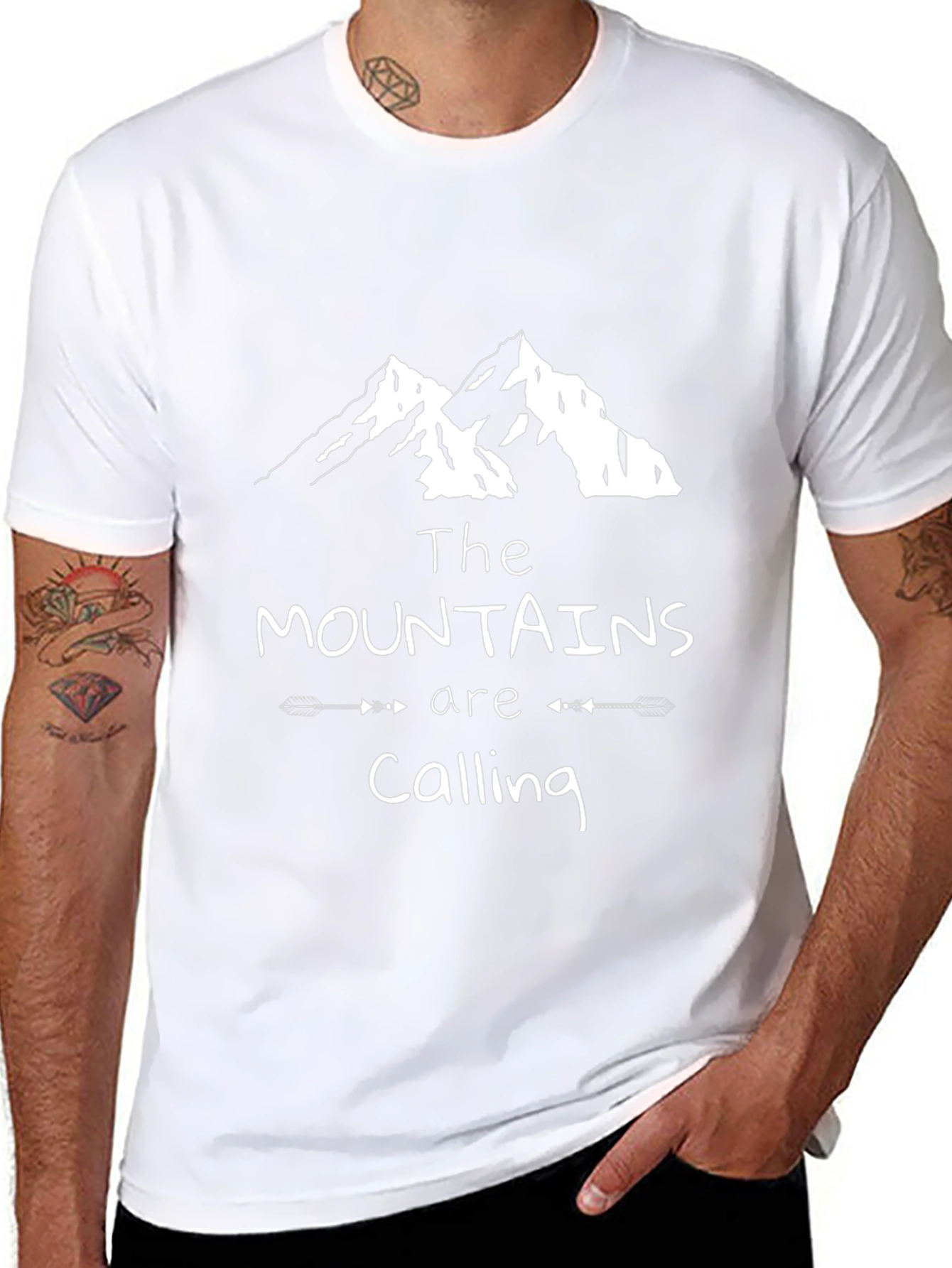 Mountains Are Calling Black Graphic Tee