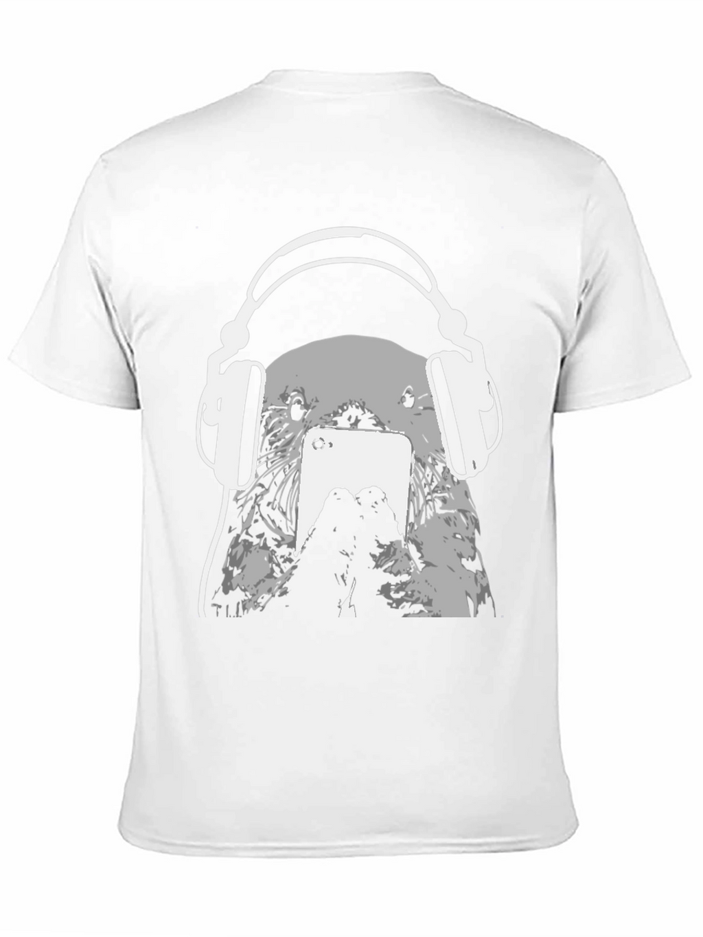 Otter with Headphones Black T-Shirt