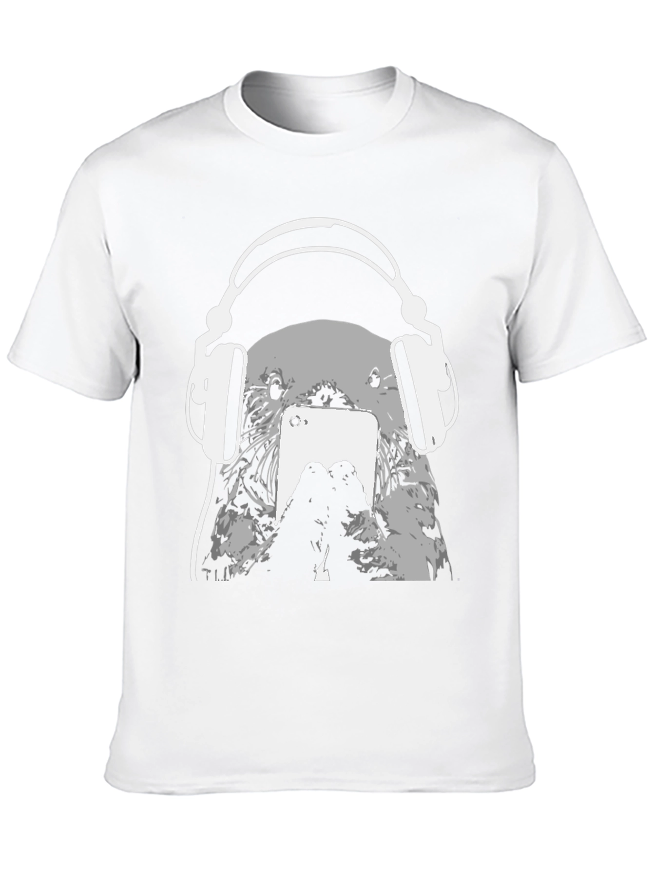 Otter with Headphones Black T-Shirt
