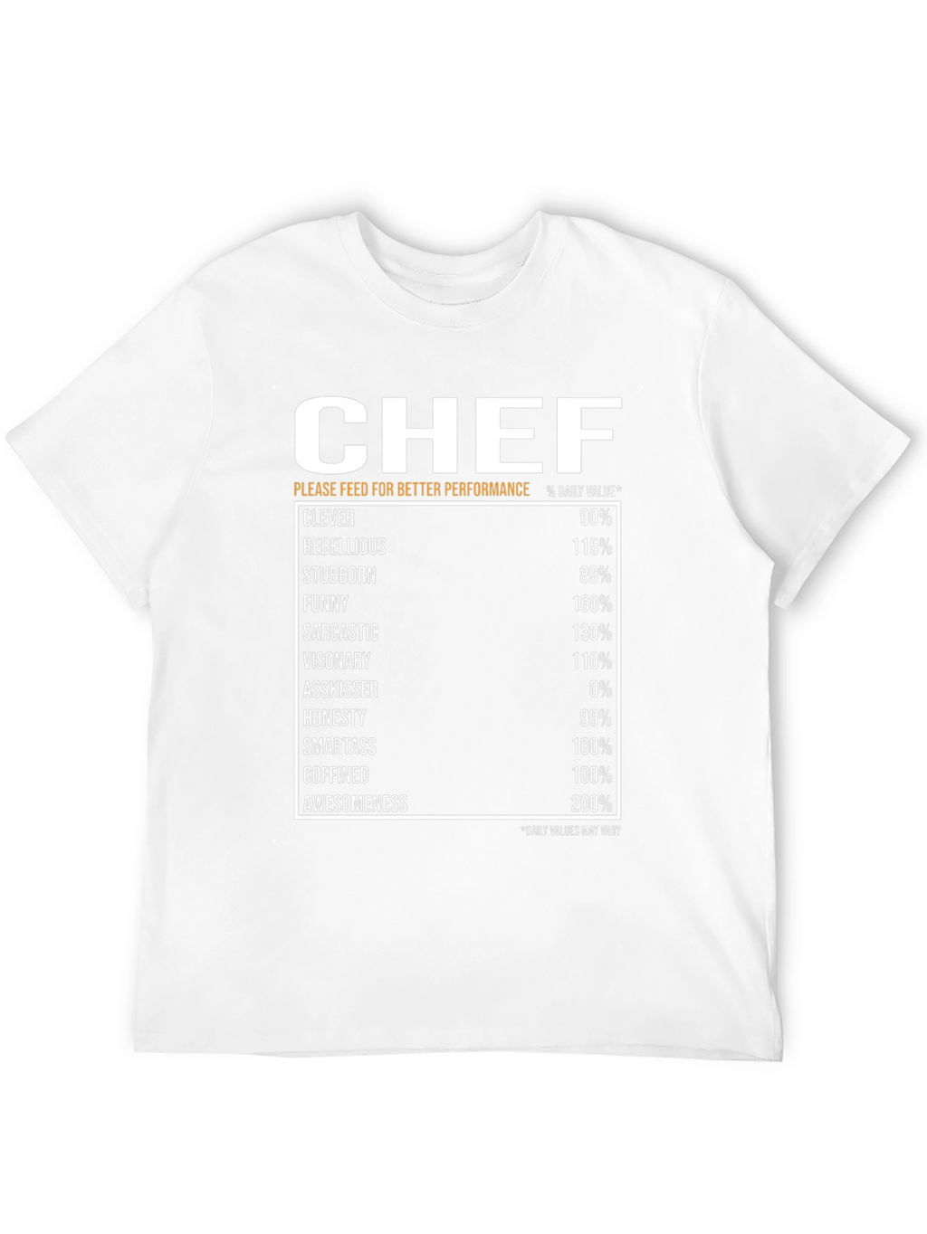 Chef Nutrition Facts Black T-Shirt