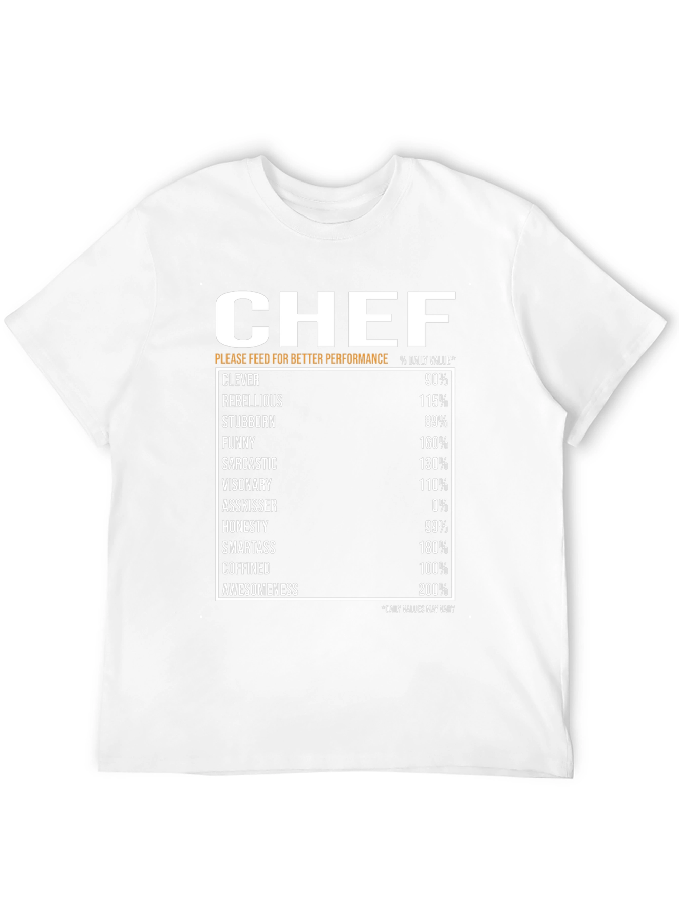 Chef Nutrition Facts Black T-Shirt