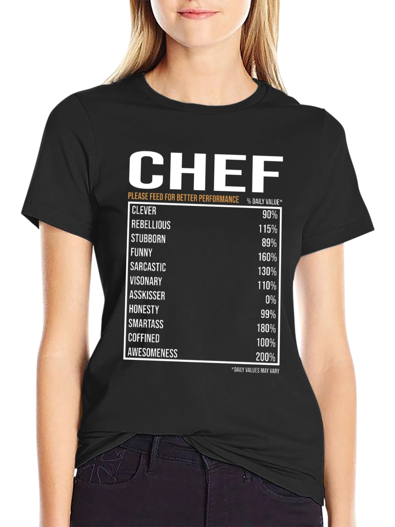 Chef Nutrition Facts Black T-Shirt