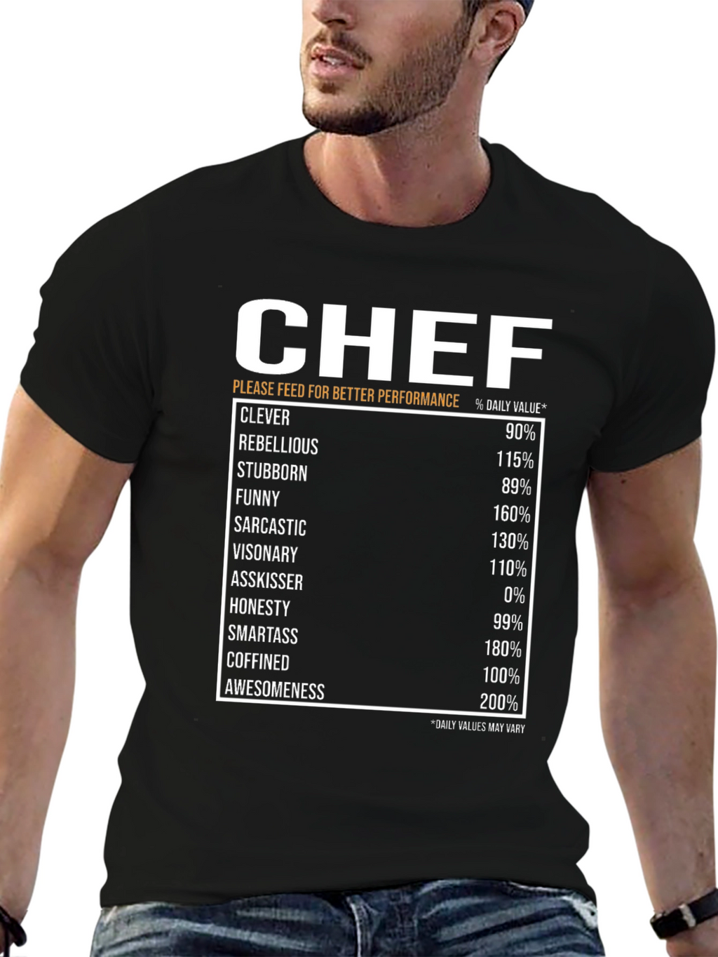 Chef Nutrition Facts Black T-Shirt