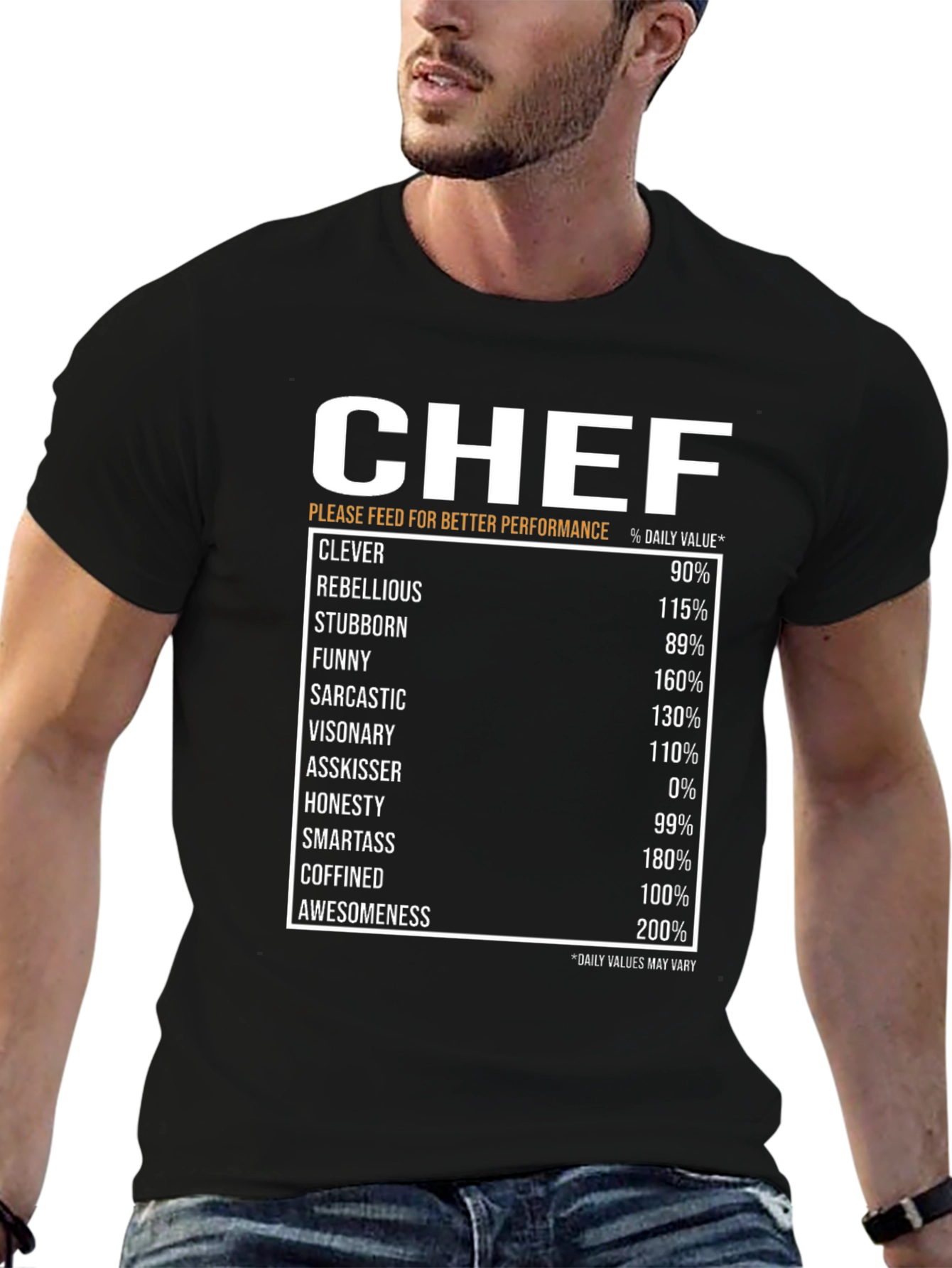 Chef Nutrition Facts Black T-Shirt