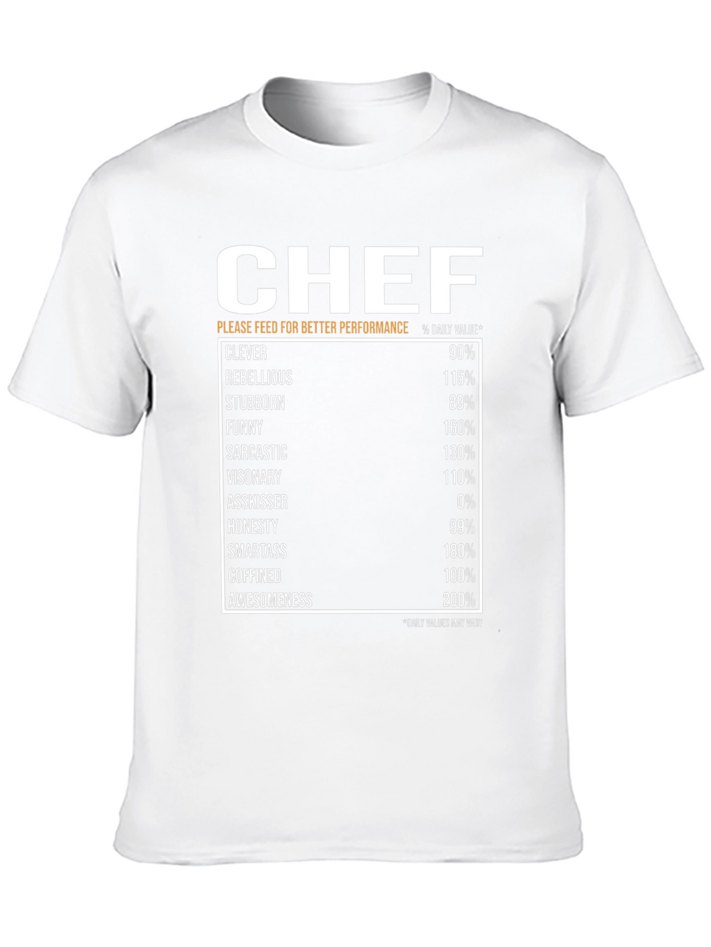 Chef Nutrition Facts Black T-Shirt