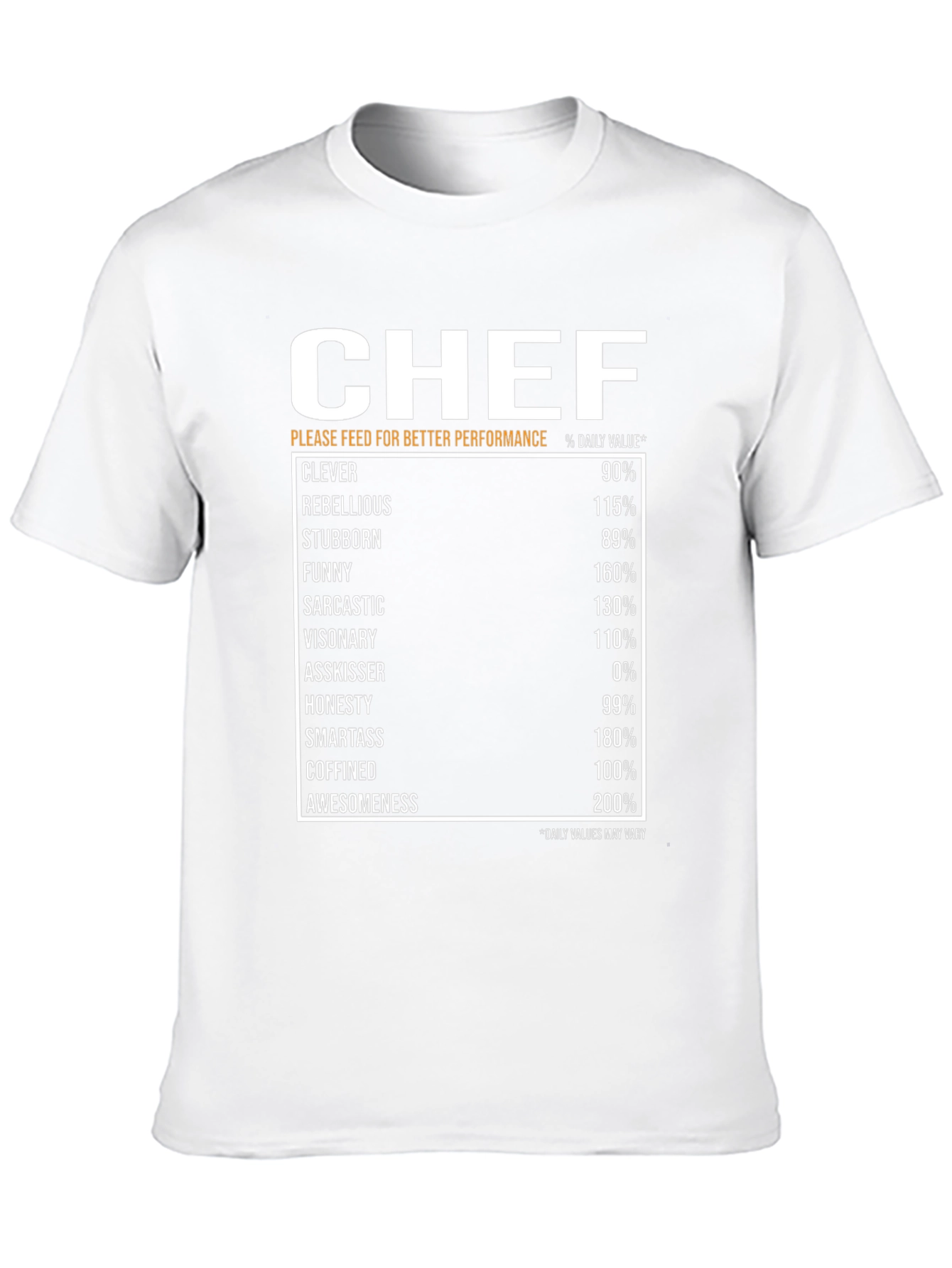 Chef Nutrition Facts Black T-Shirt