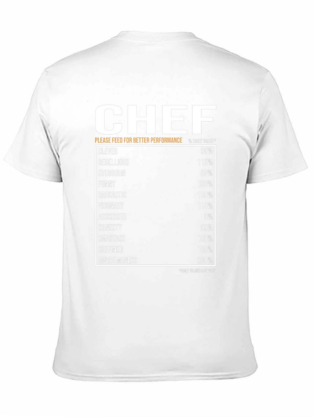 Chef Nutrition Facts Black T-Shirt