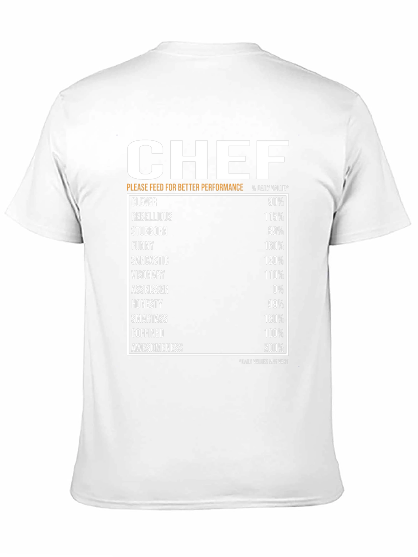 Chef Nutrition Facts Black T-Shirt