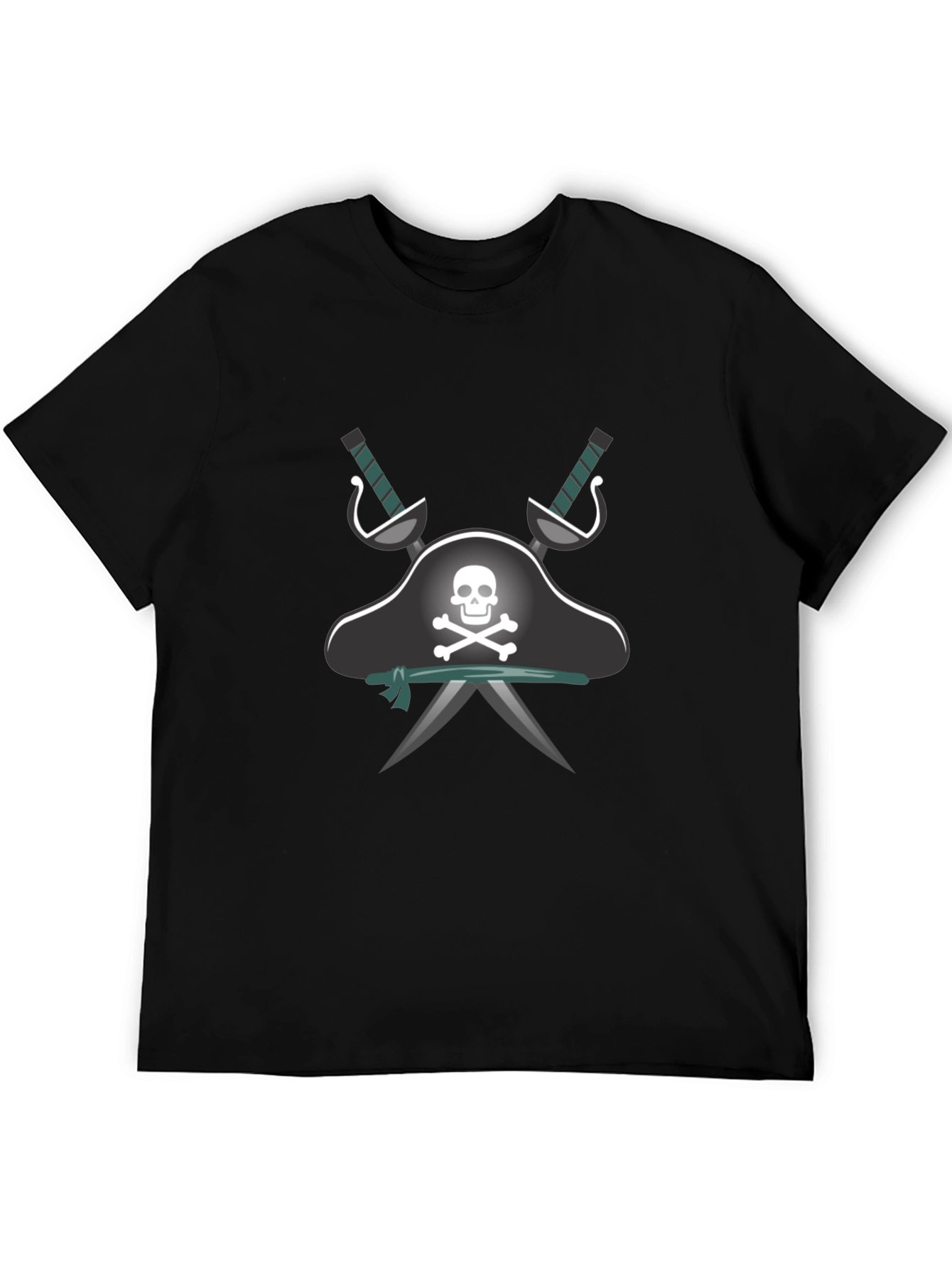 Pirate Skull & Swords Graphic Tee - Black Cotton Shirt