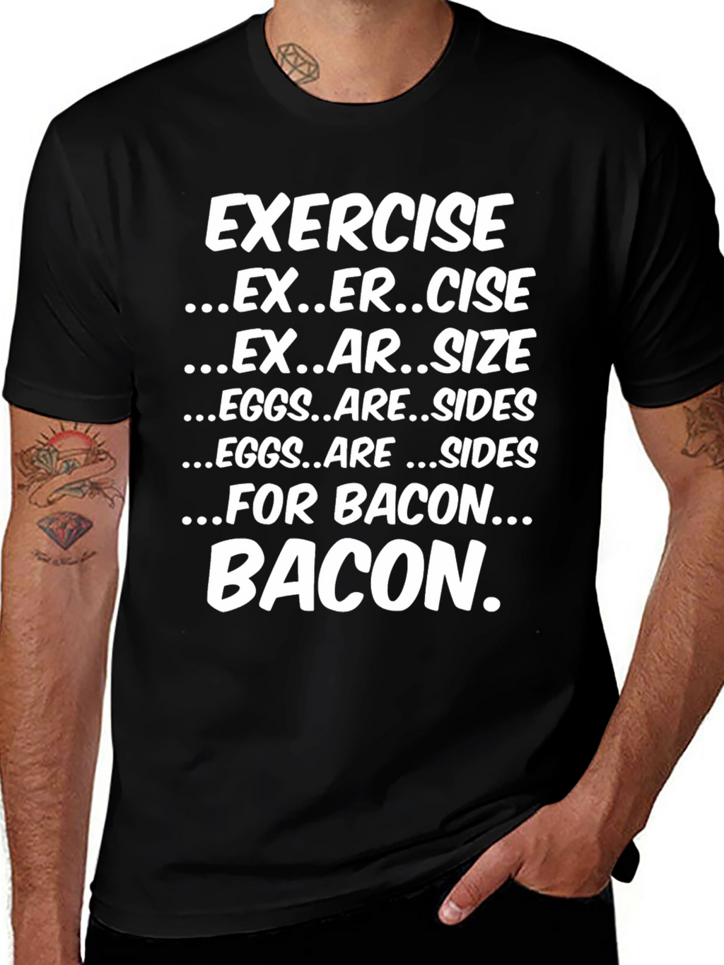 Funny Exercise Bacon T-Shirt - Foodie Tee