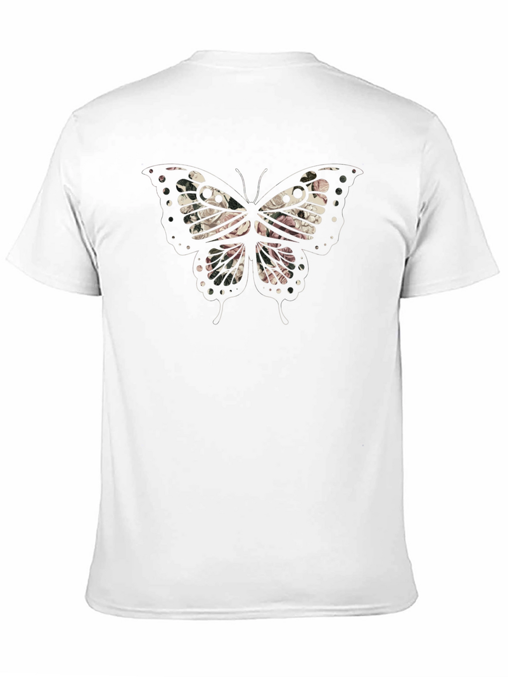 Floral Butterfly Graphic Mens Black T-Shirt