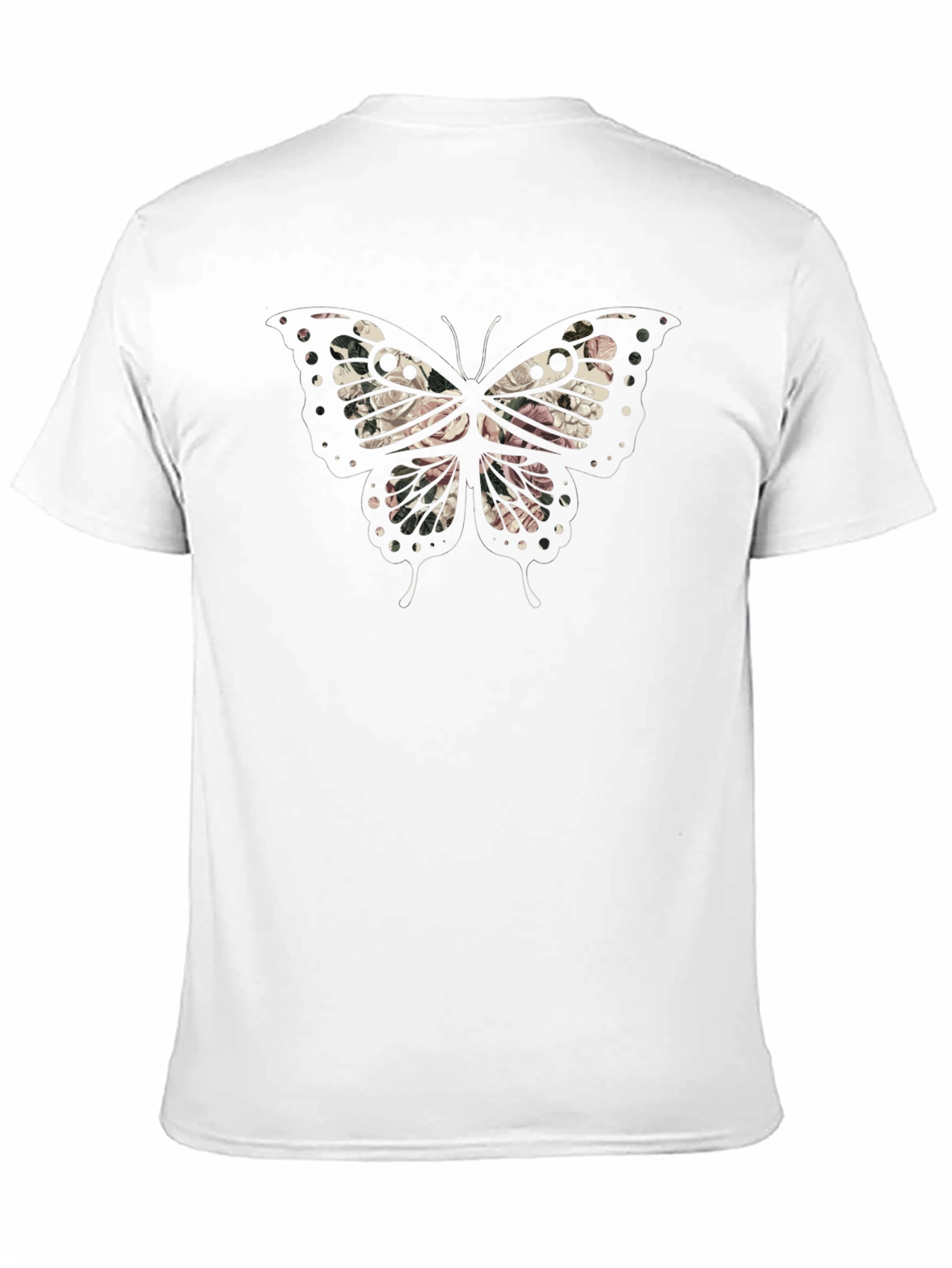 Floral Butterfly Graphic Mens Black T-Shirt