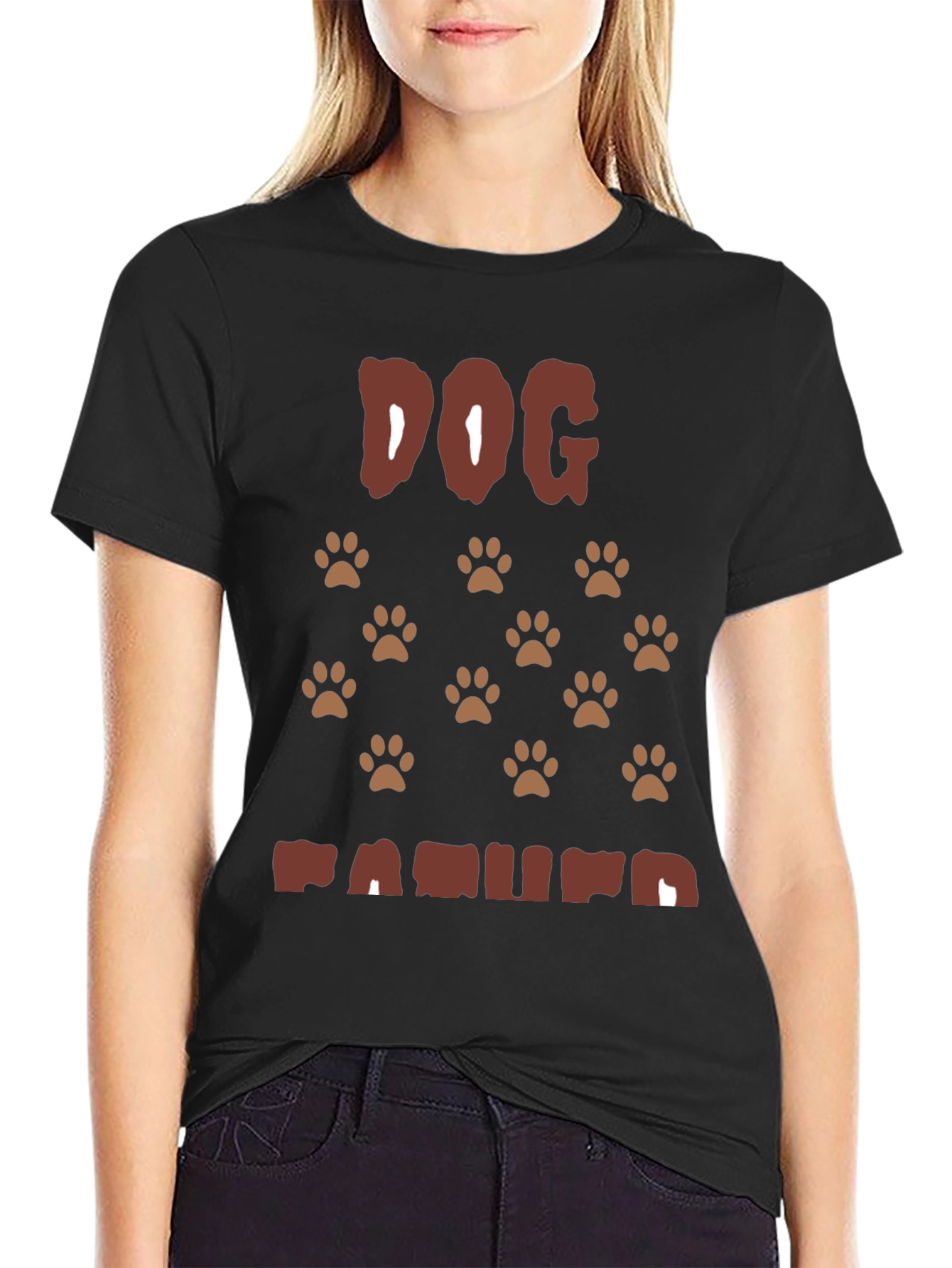 Dog Paw Print T-Shirt - Casual Crew Neck Tee