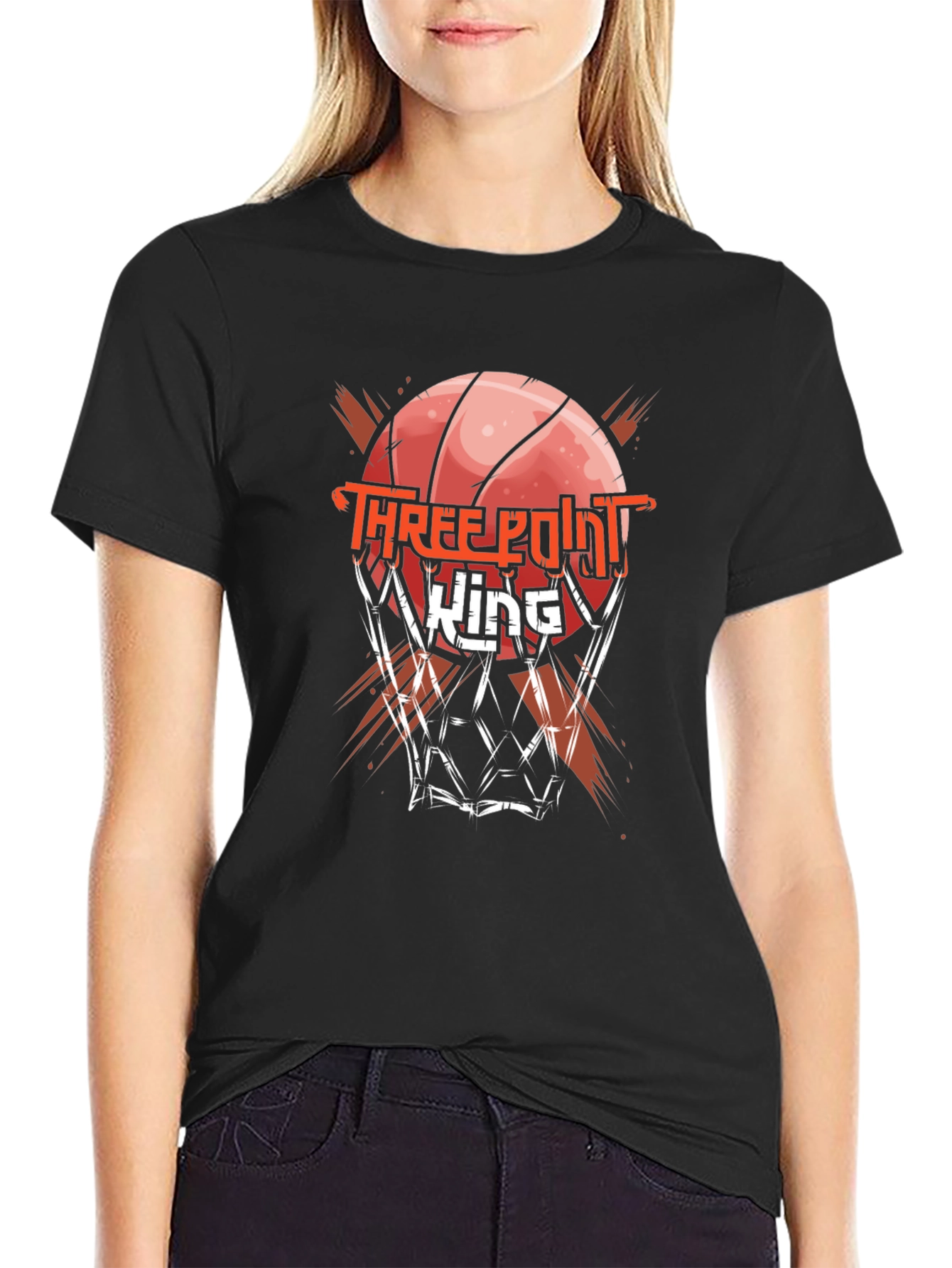 Three Point King Black Graphic T-Shirt
