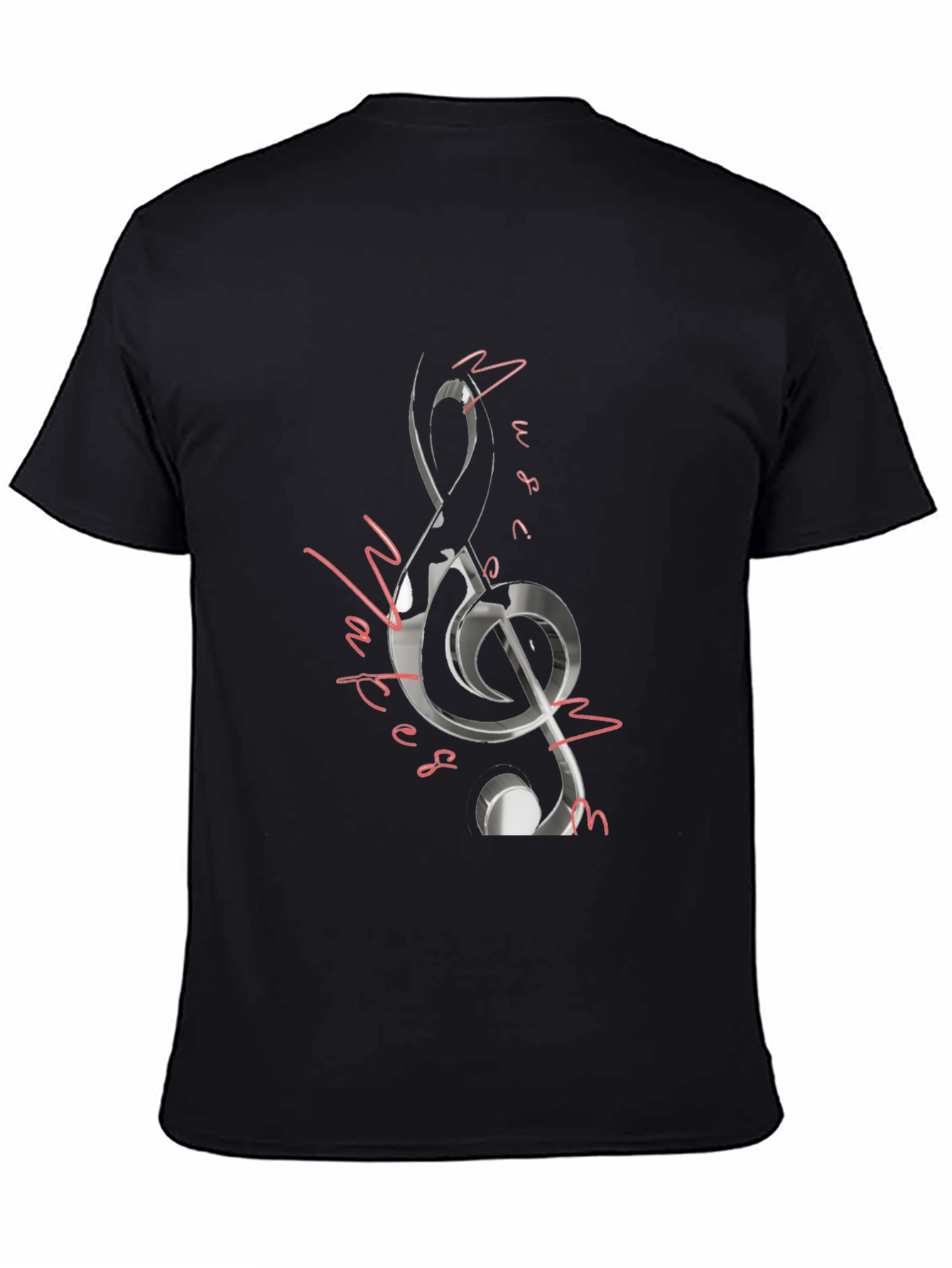 Music Notes Graphic Tee - Black Cotton Blend