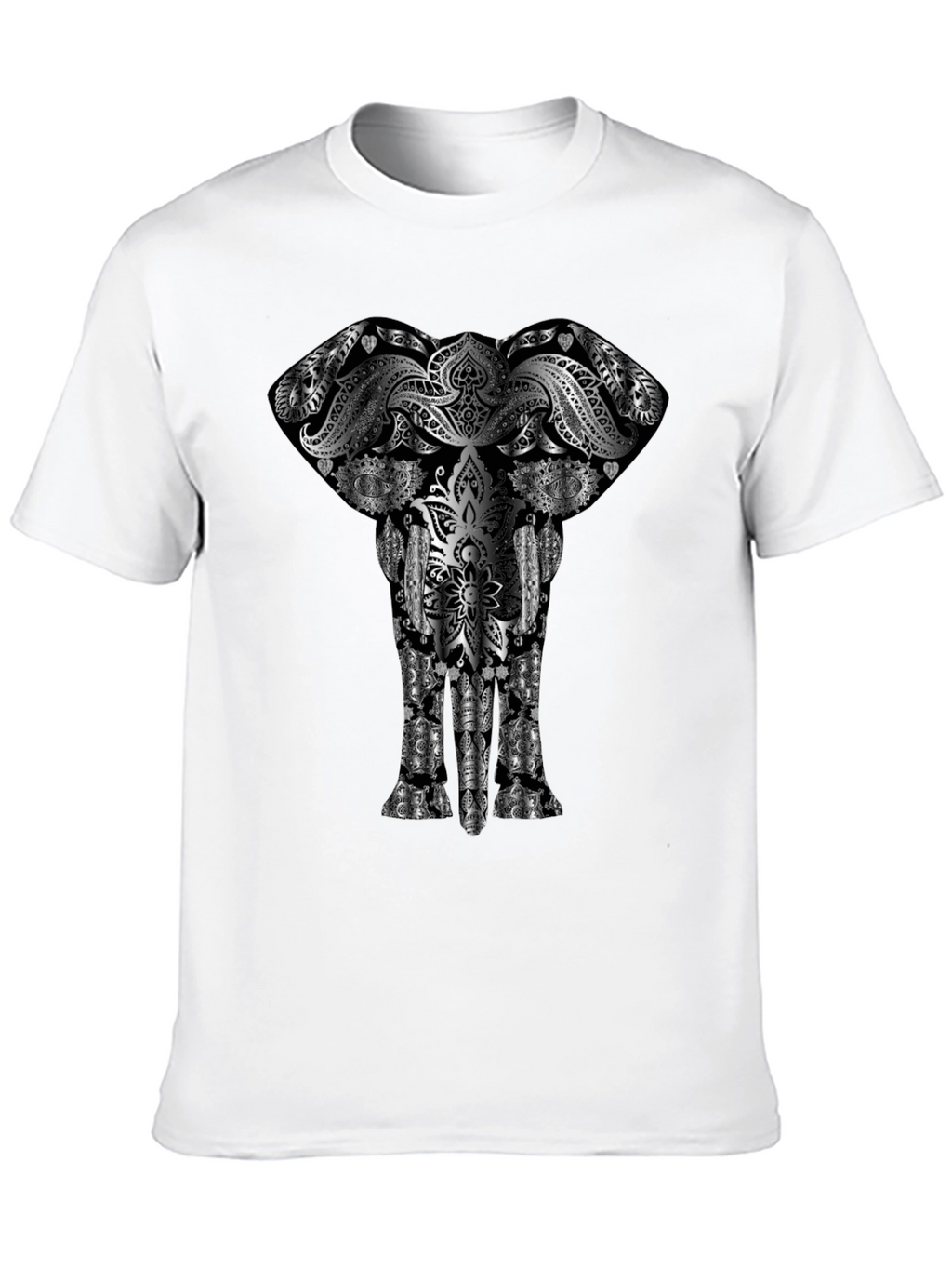 Elephant Mandala Graphic Tee - Black Cotton Comfort