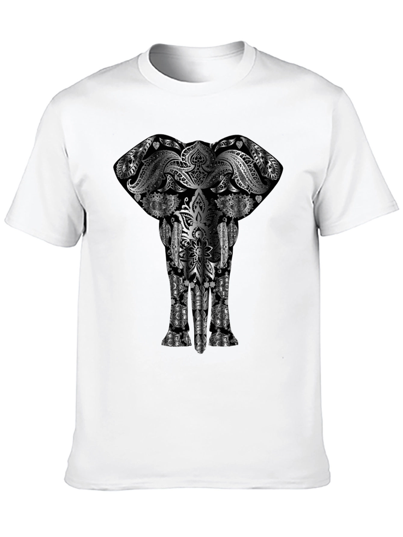 Elephant Mandala Graphic Tee - Black Cotton Comfort