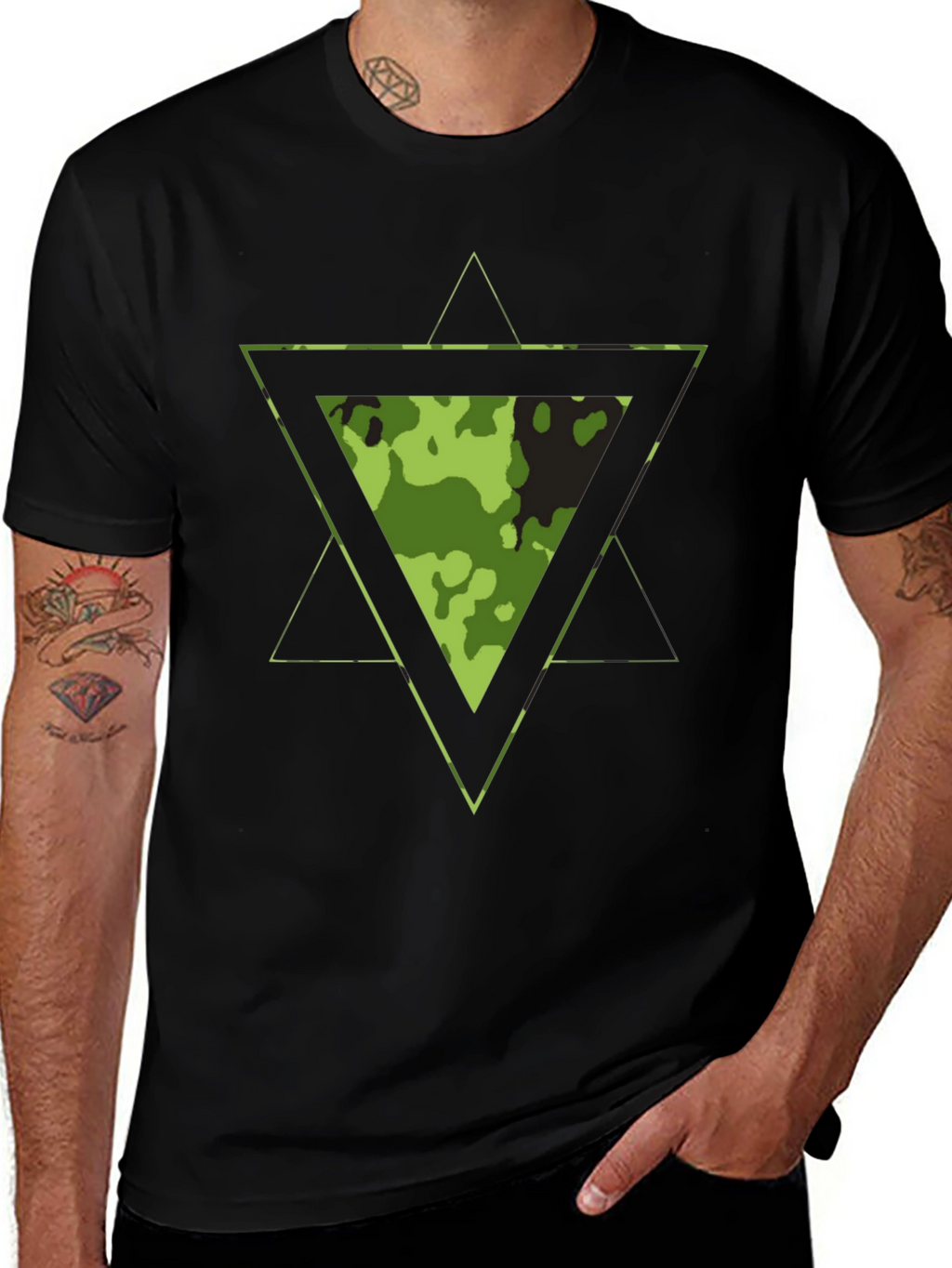 Camouflage Triangle Graphic T-Shirt - Mens