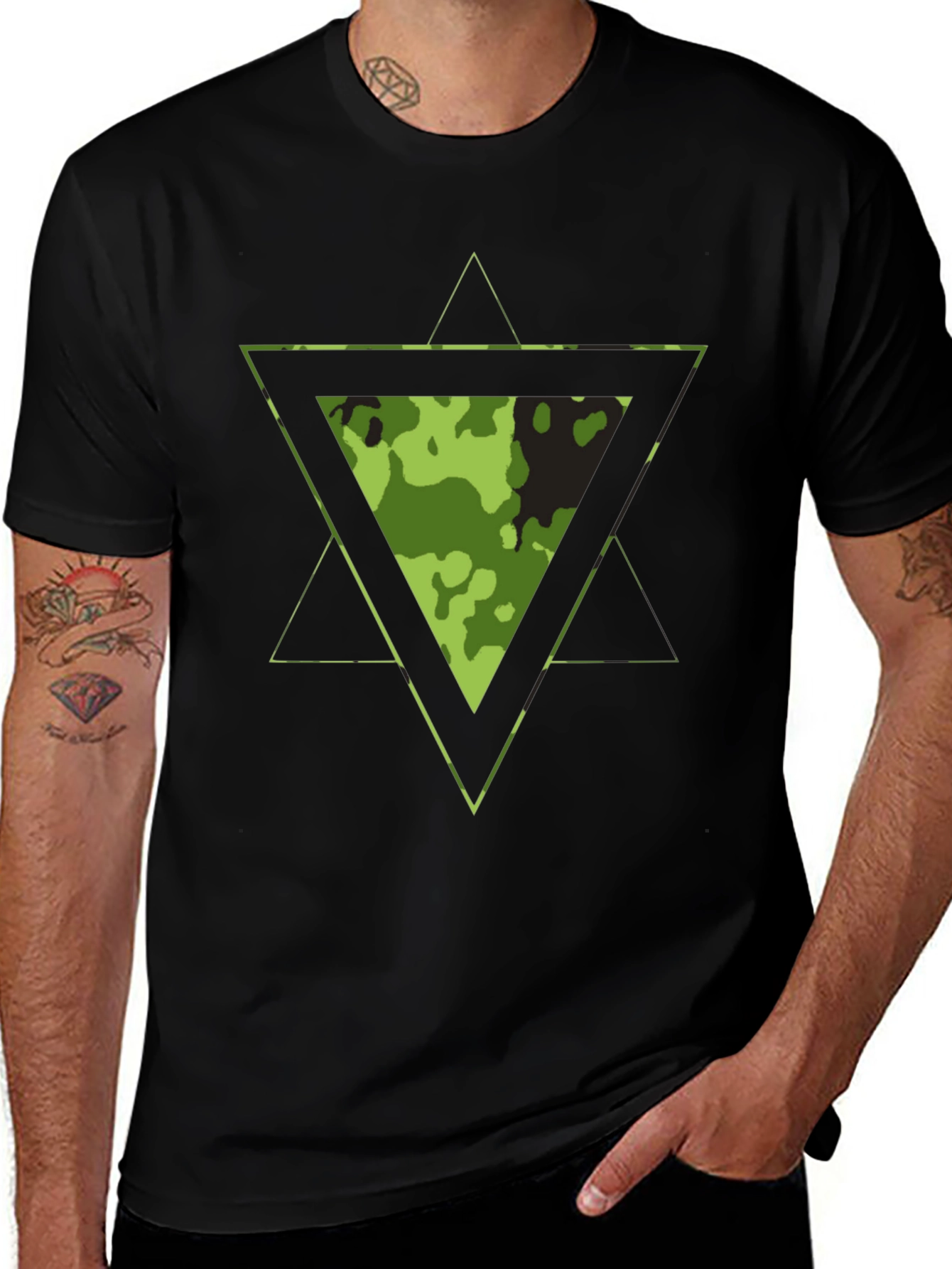Camouflage Triangle Graphic T-Shirt - Mens