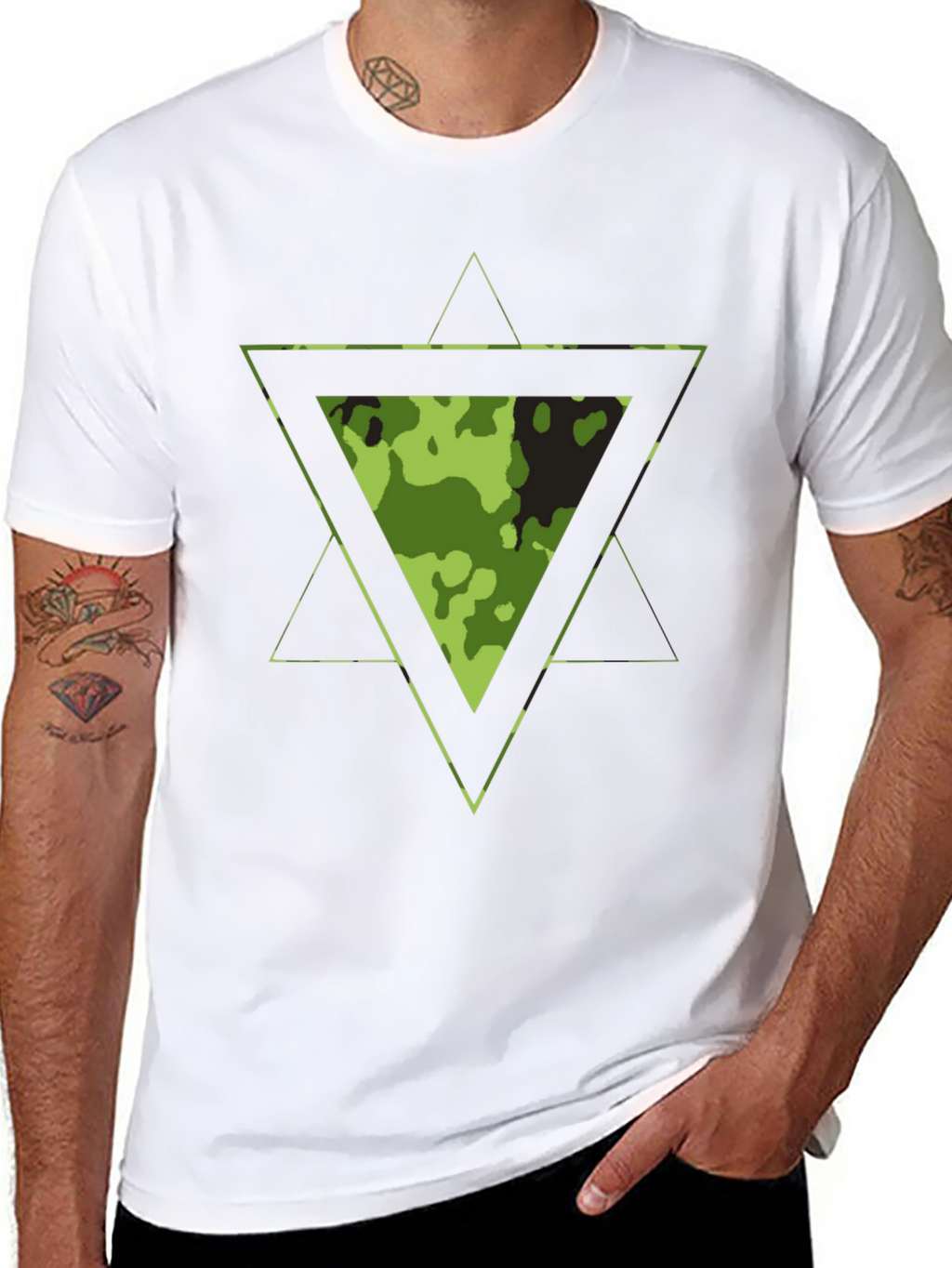 Camouflage Triangle Graphic T-Shirt - Mens