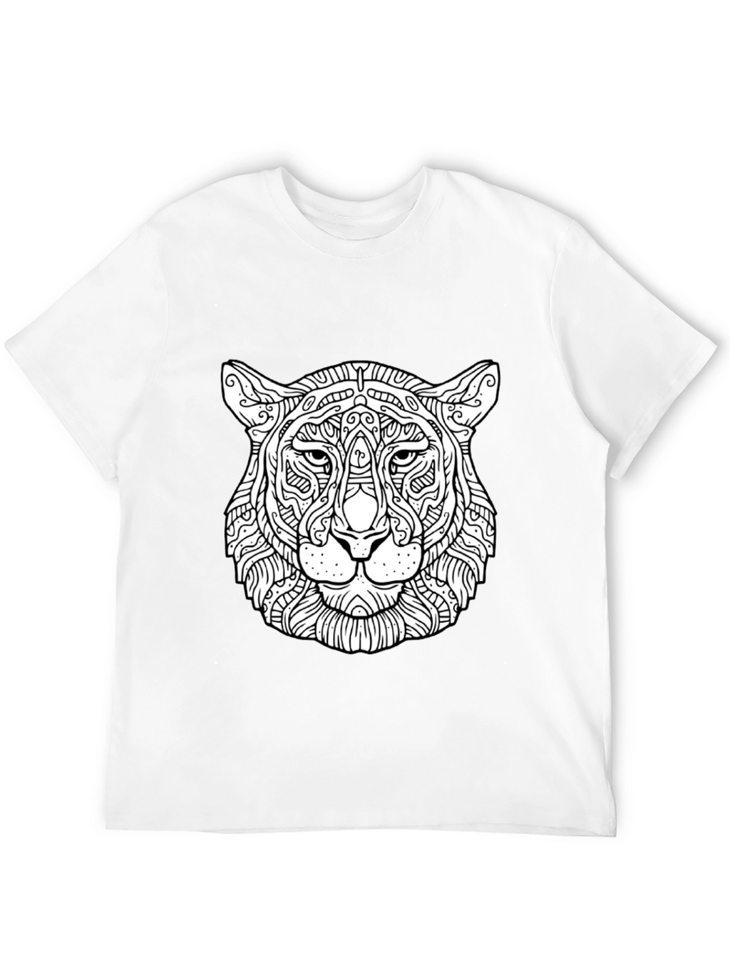 Abstract Tiger Head Graphic Black T-Shirt