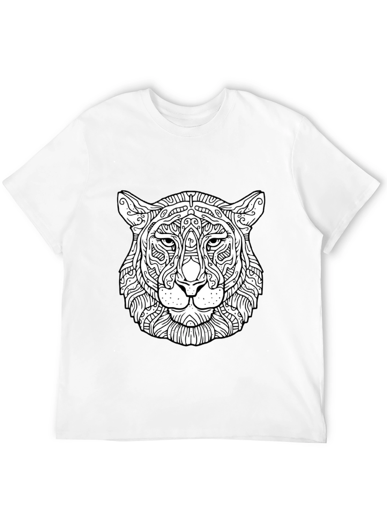 Abstract Tiger Head Graphic Black T-Shirt